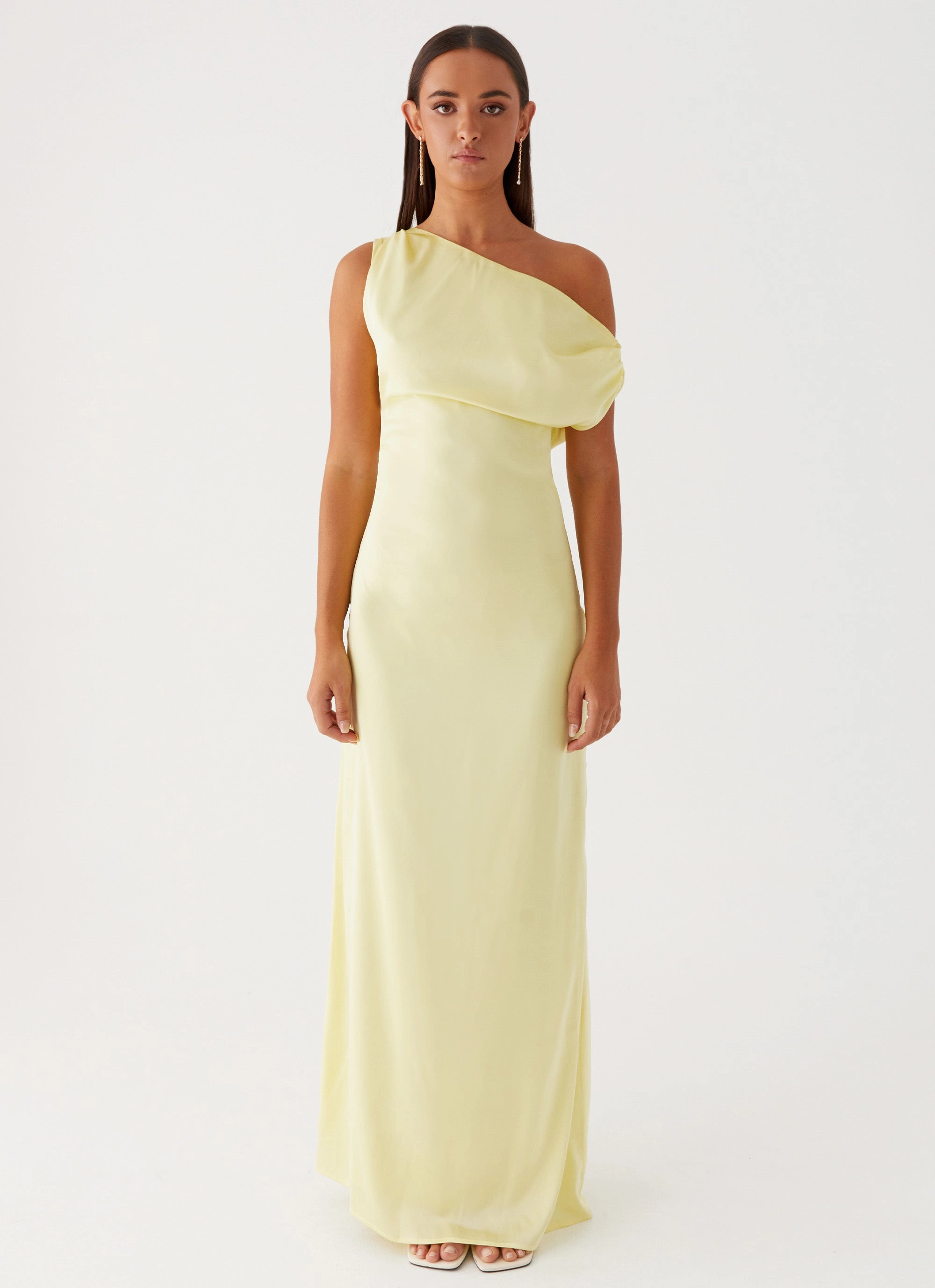 Outdoor Jacket Heart Of Glass Satin Maxi Dress - Yellow