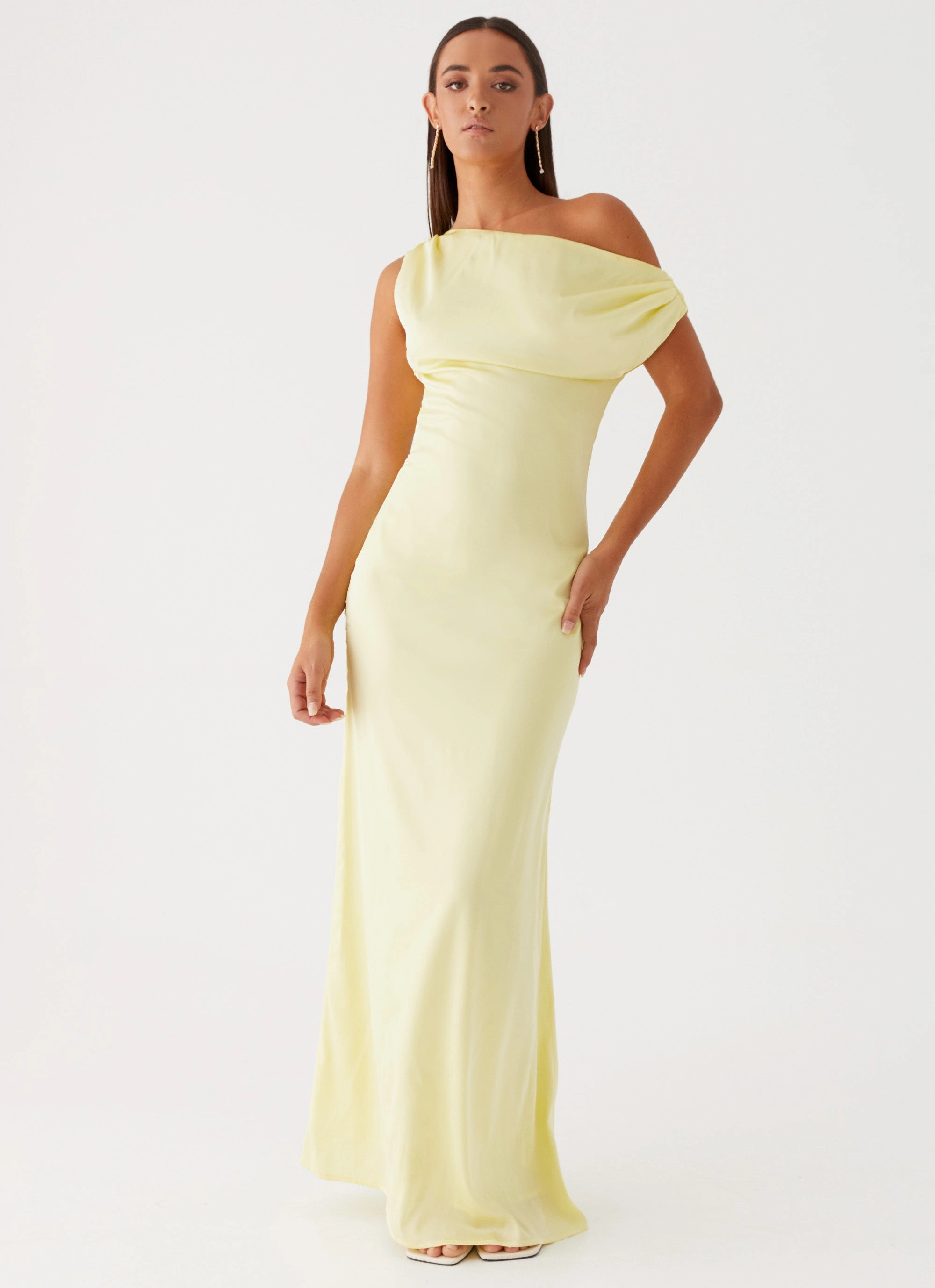Heart Of Glass Satin Maxi Dress - Yellow All-Weather Jacket