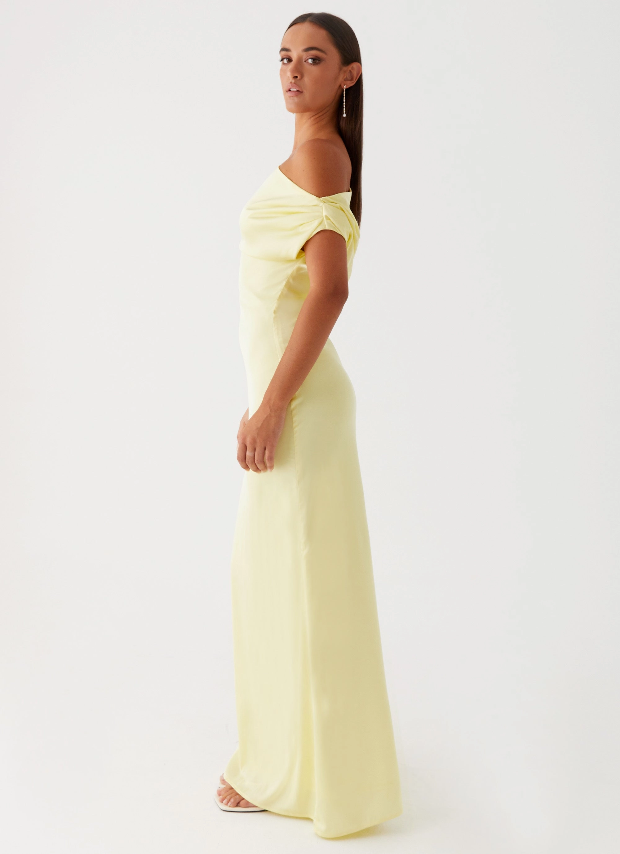 Heart Of Glass Satin Maxi Dress - Yellow Oversized Fit
