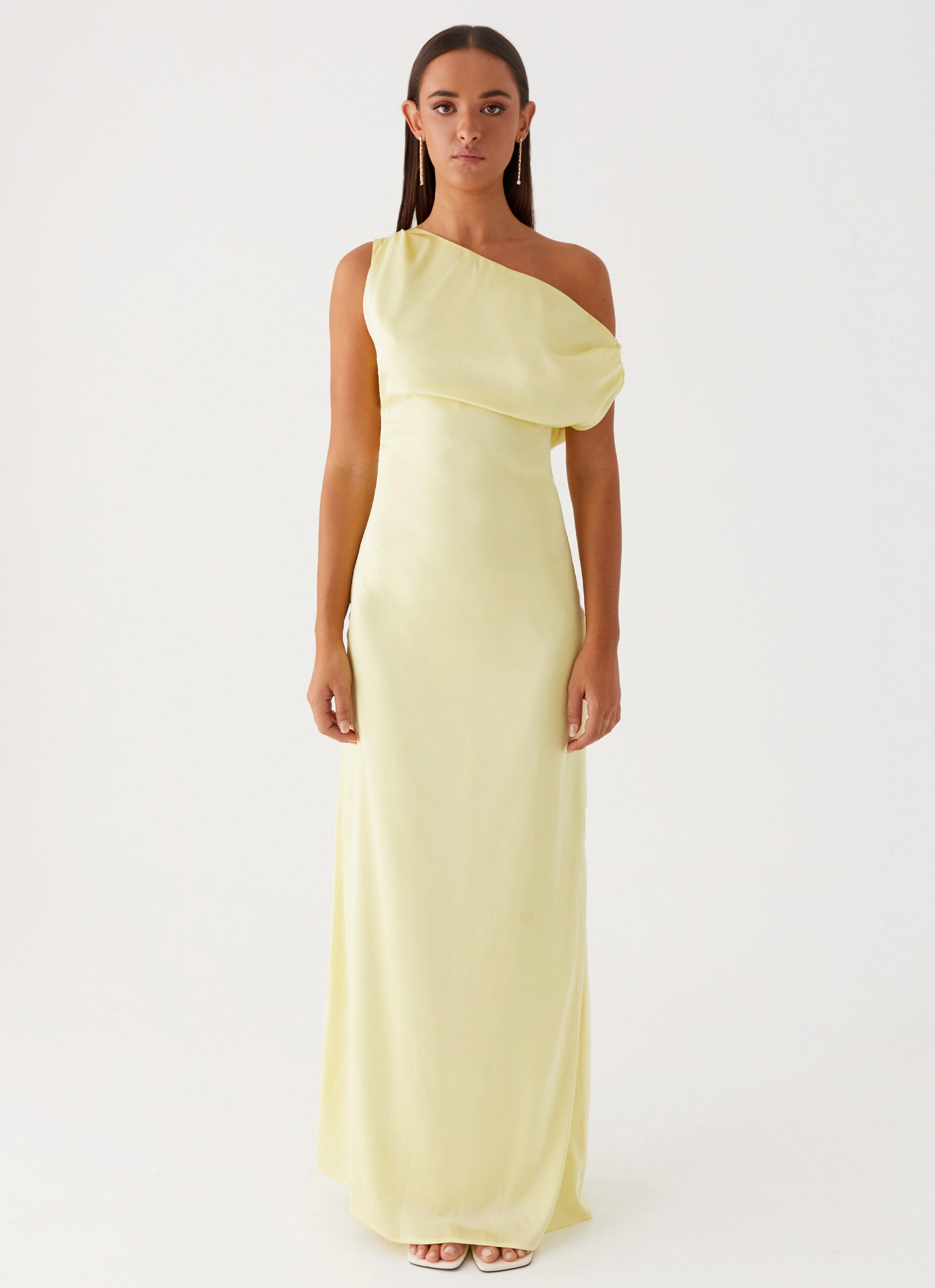 Rainy Day Jacket Heart Of Glass Satin Maxi Dress - Yellow