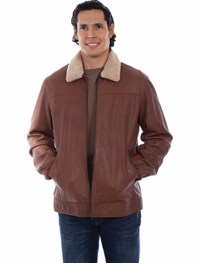 Reinforced Seam Construction Scully Mens Shearling Bomber Brown Leather Leather Jacket