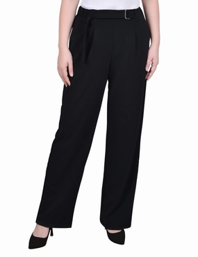 Belted Scuba Crepe Pants Everyday Style Plaid detail
