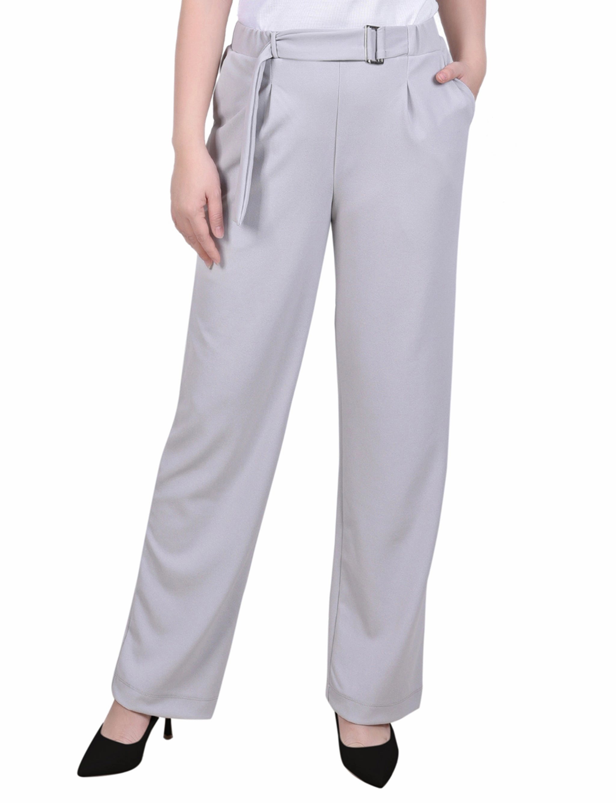 Belted Scuba Crepe Pants Casual Comfort Wear