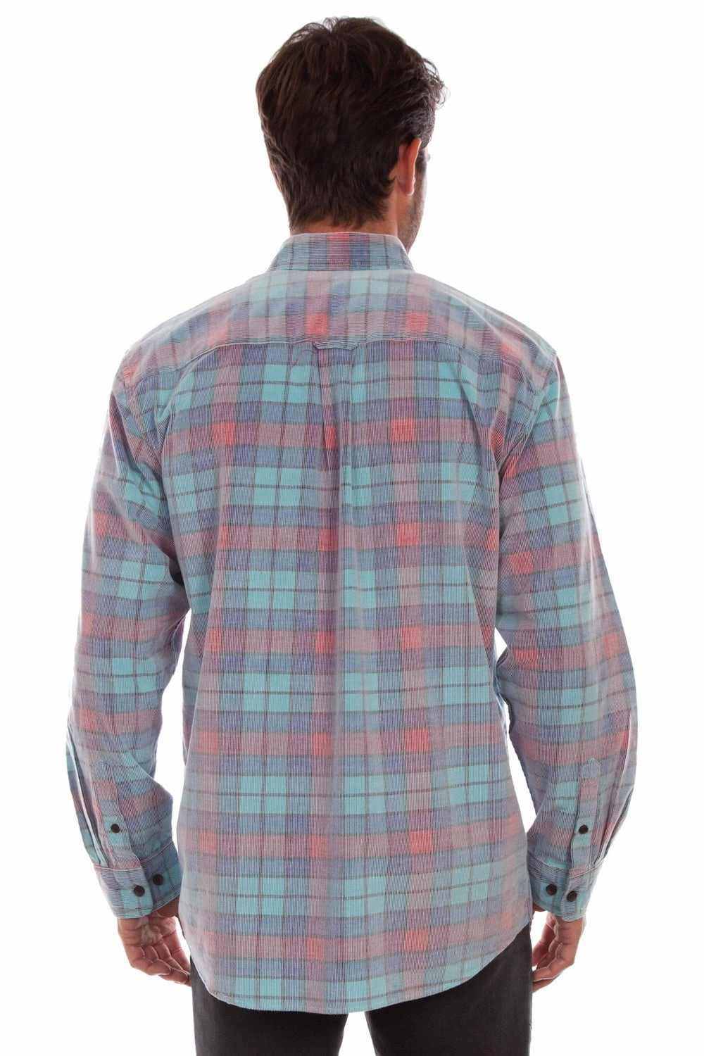 Scully Mens Corduroy Plaid Blue 100% Cotton L/S Shirt Durable Fabric