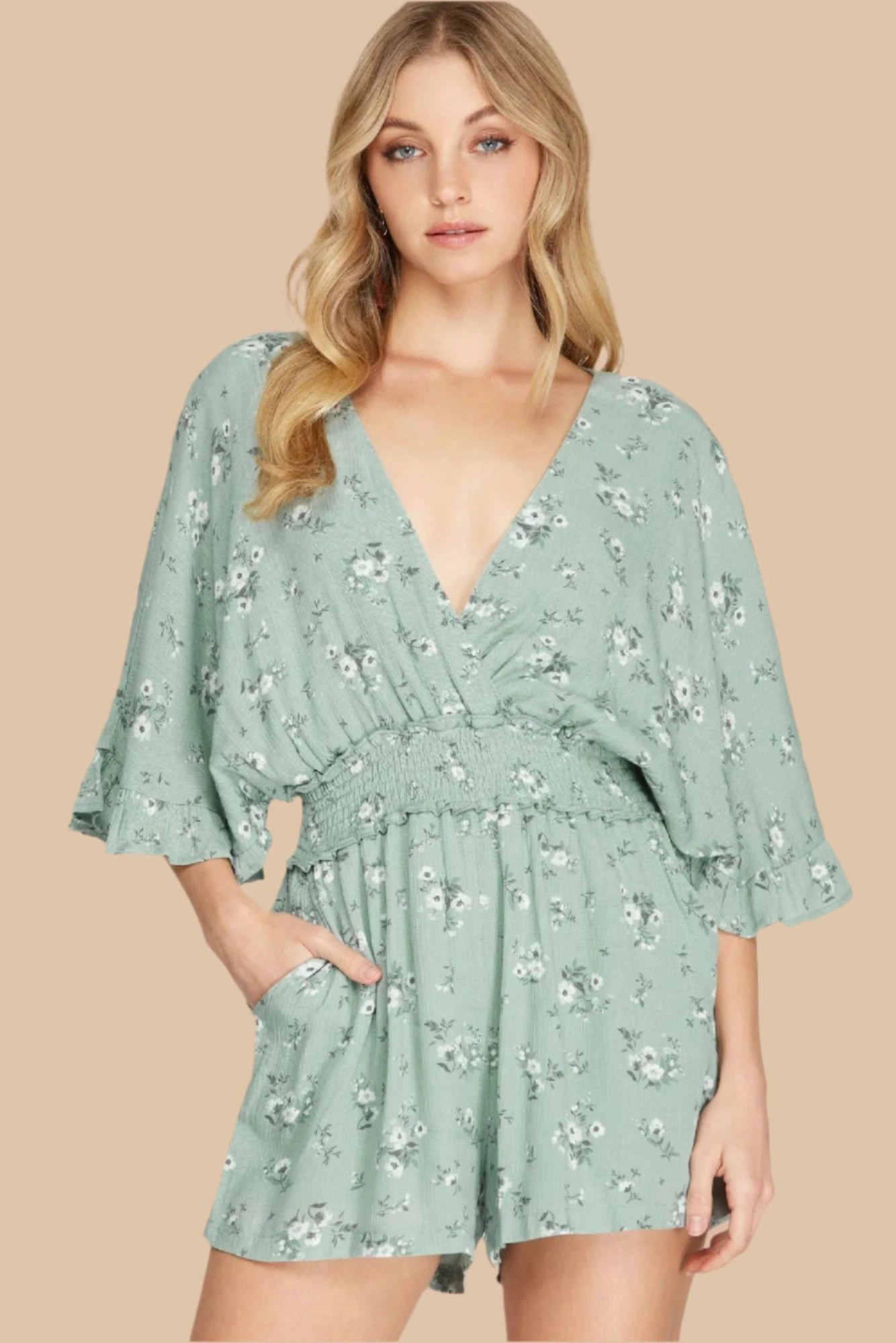 KENIA FLORAL ROMPER Elastic hem