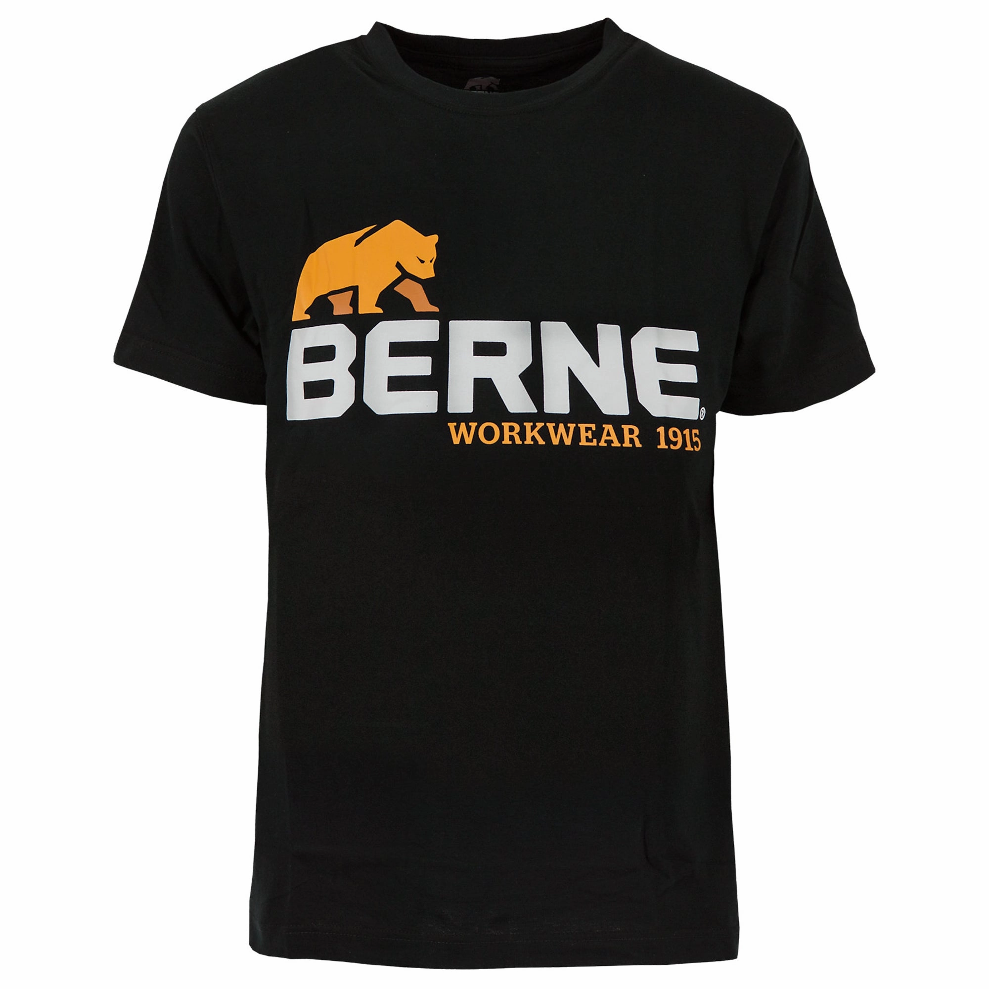 Moisture Wicking Layer Printed design Berne Mens Black 100% Cotton Logo Tee S/S