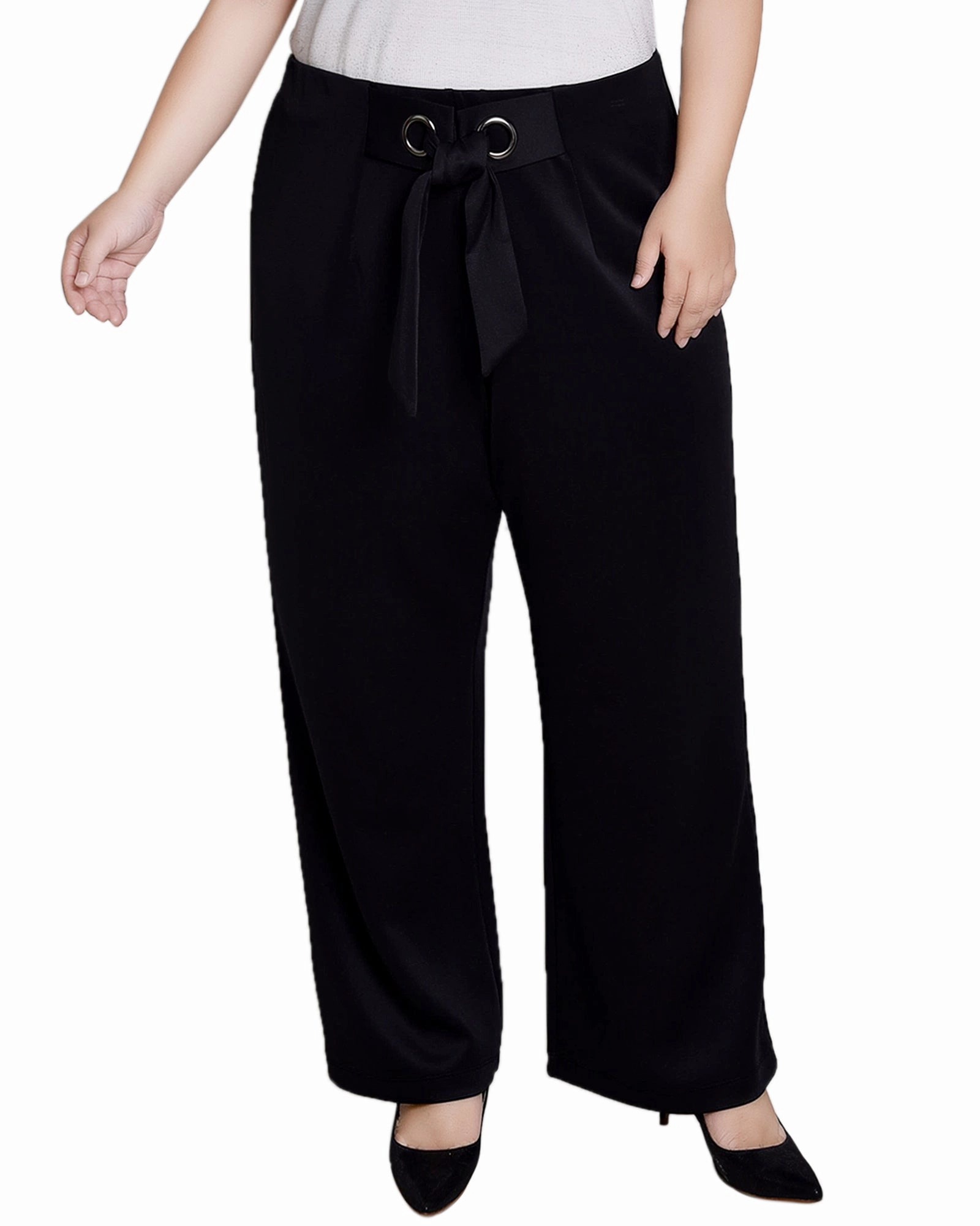 Plus Size Wide Leg Grommet Pants Easy Travel