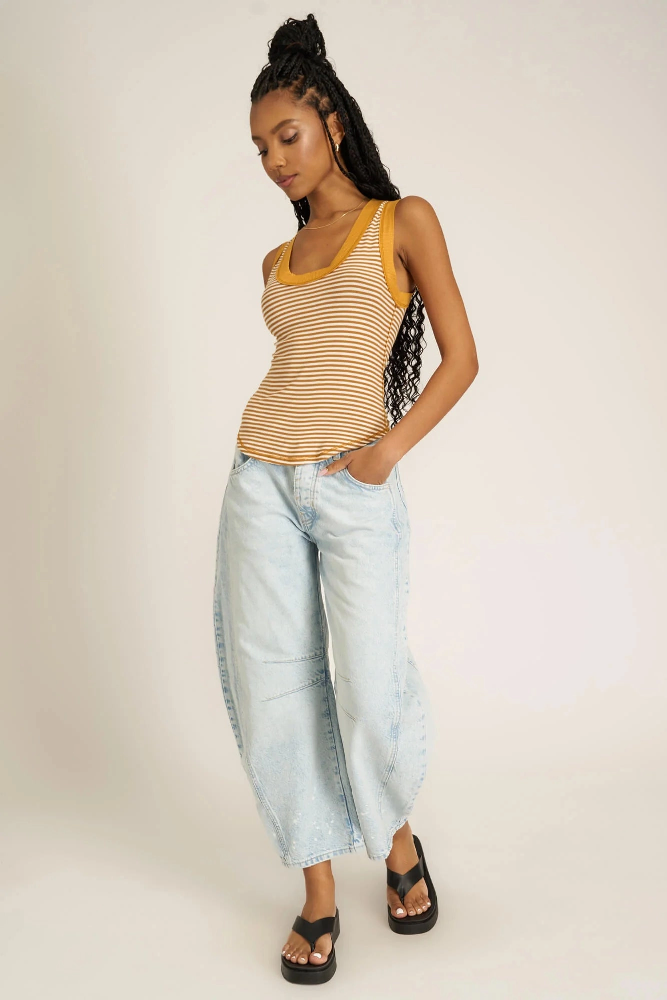 AntiPilling Surface Hits Different Striped Tank - Gold Harvest