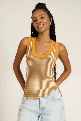 ConvertibleSleeves Hits Different Striped Tank - Gold Harvest