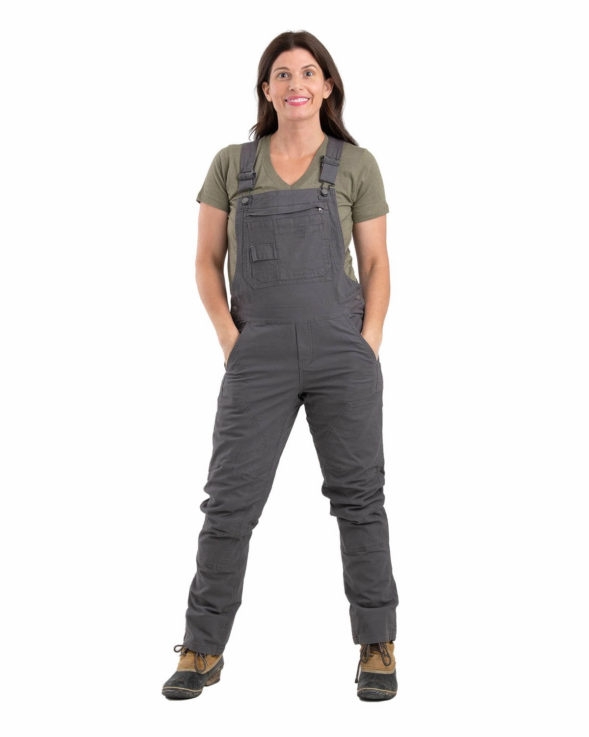 Berne Titanium Cotton Blend Ladies Flex180 Field Bib Overall Moisture Wicking Fabric