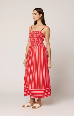 Lacey Ankle Dress | Poppy Red/Ivory Elegant Piece