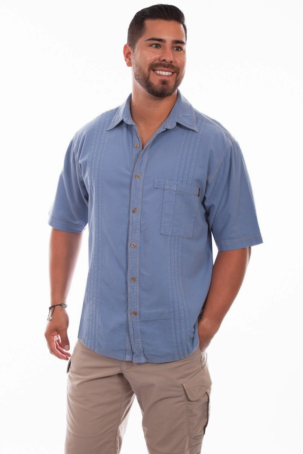 Standalone Option Scully Mens Citadel Blue 100% Cotton Traveler S/S Shirt