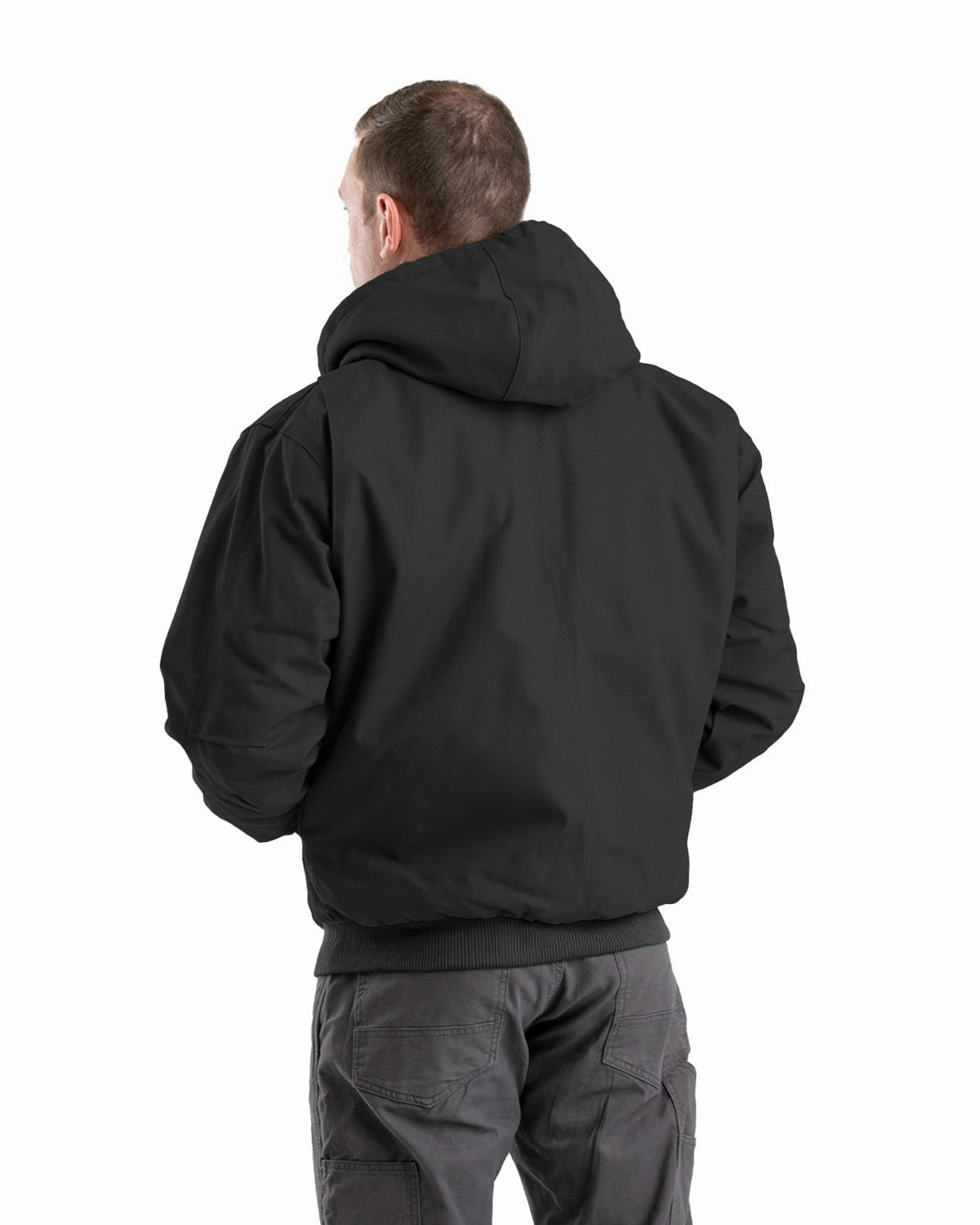Berne Apparel Mens Heritage Duck Hooded Active Black 100% Cotton Jacket Soft Touch WaterRepellent Finish