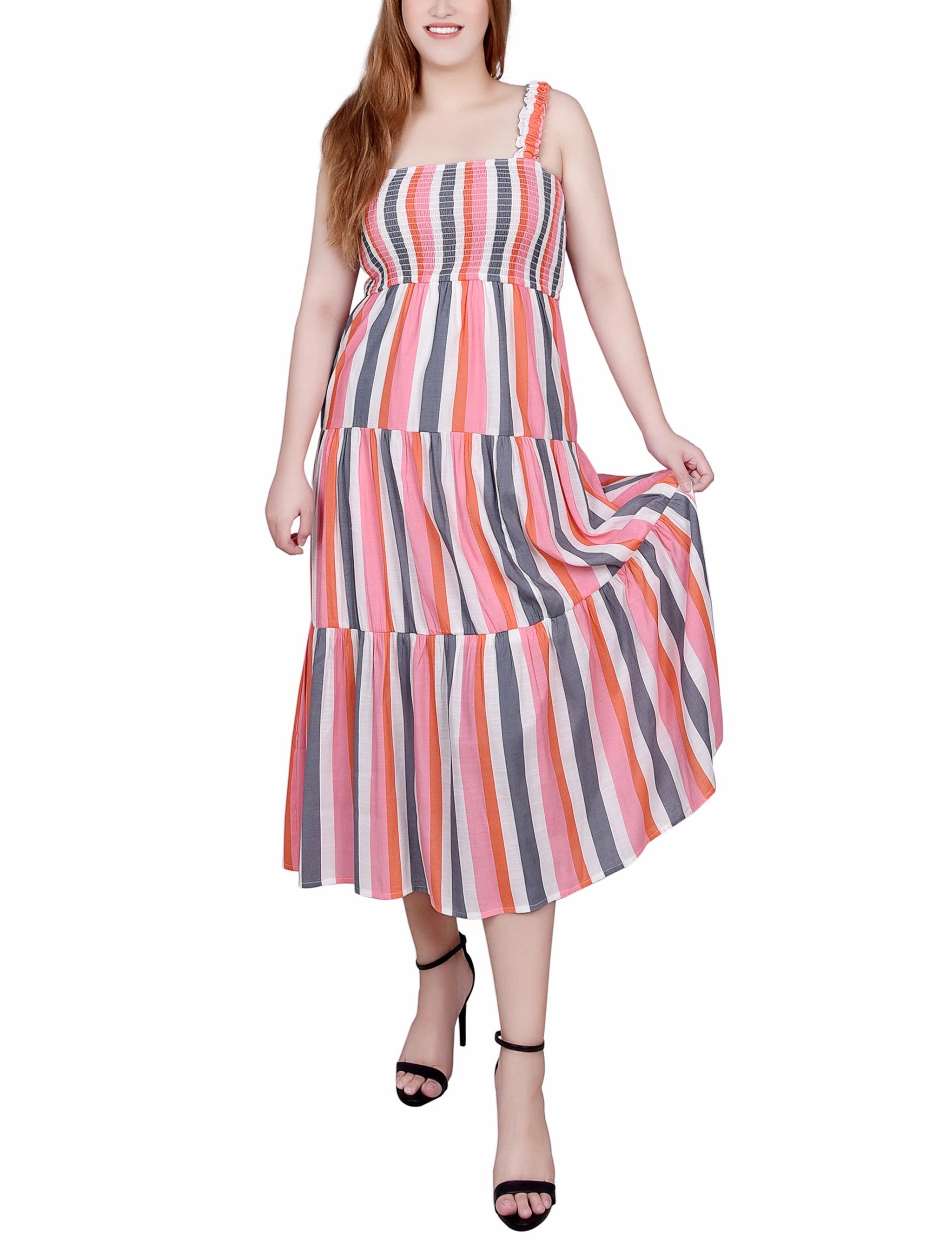 Clear Blush Family Joy Smocked-Bodice Tiered Dress