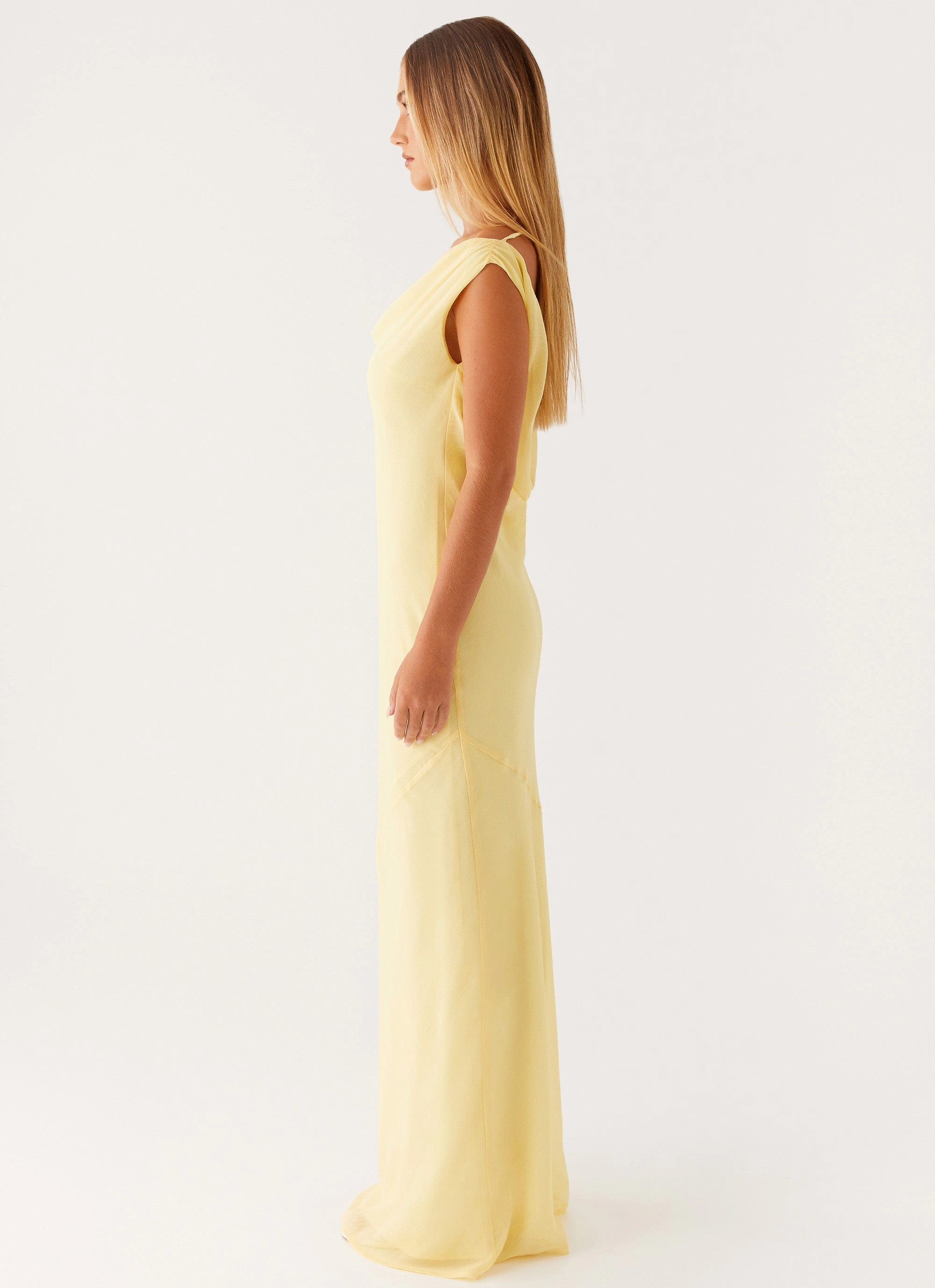 Solid Color Brittany Chiffon Maxi Dress - Pastel Yellow