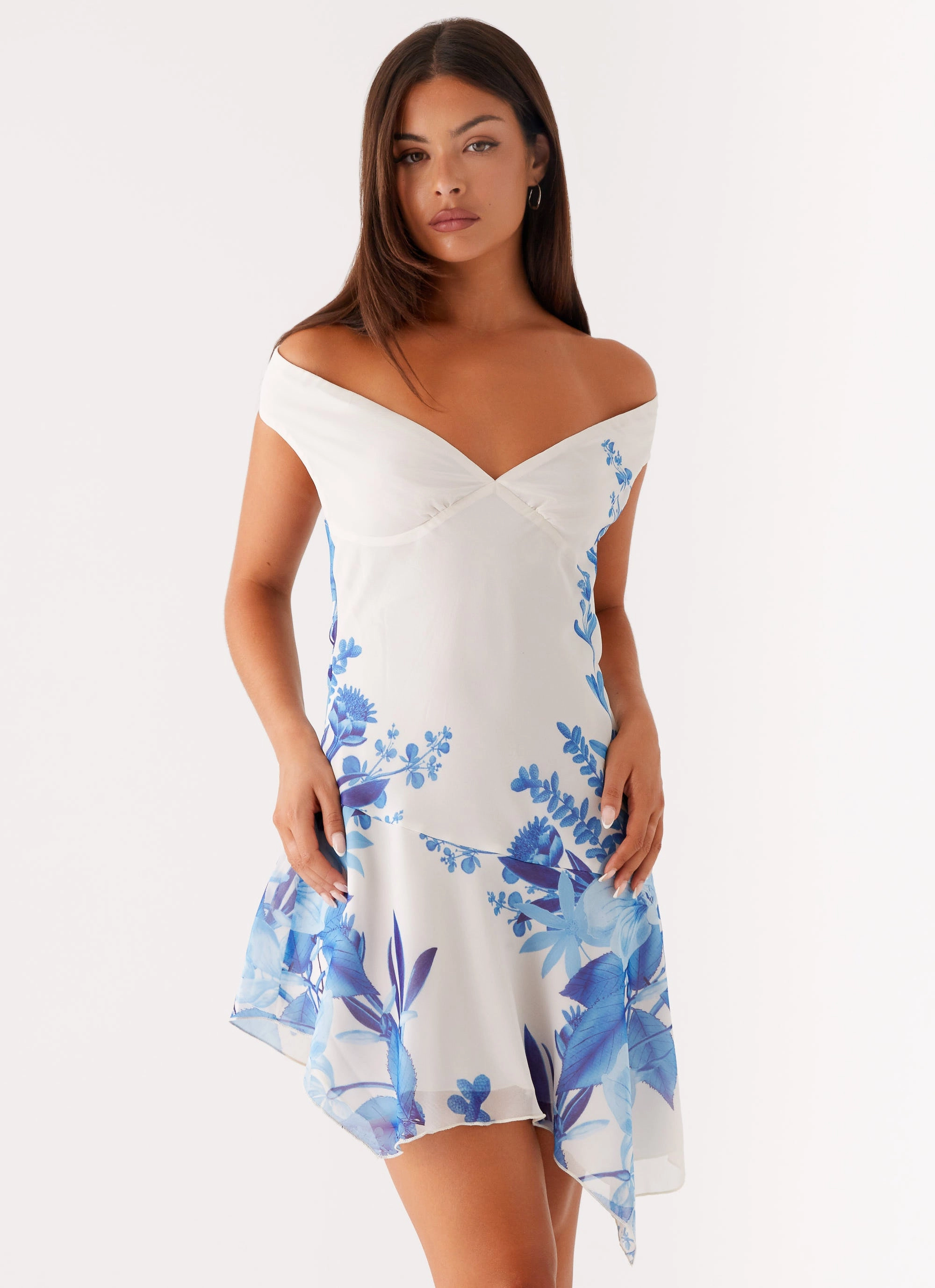Charming Design Alma Mini Dress - Blue Floral Print