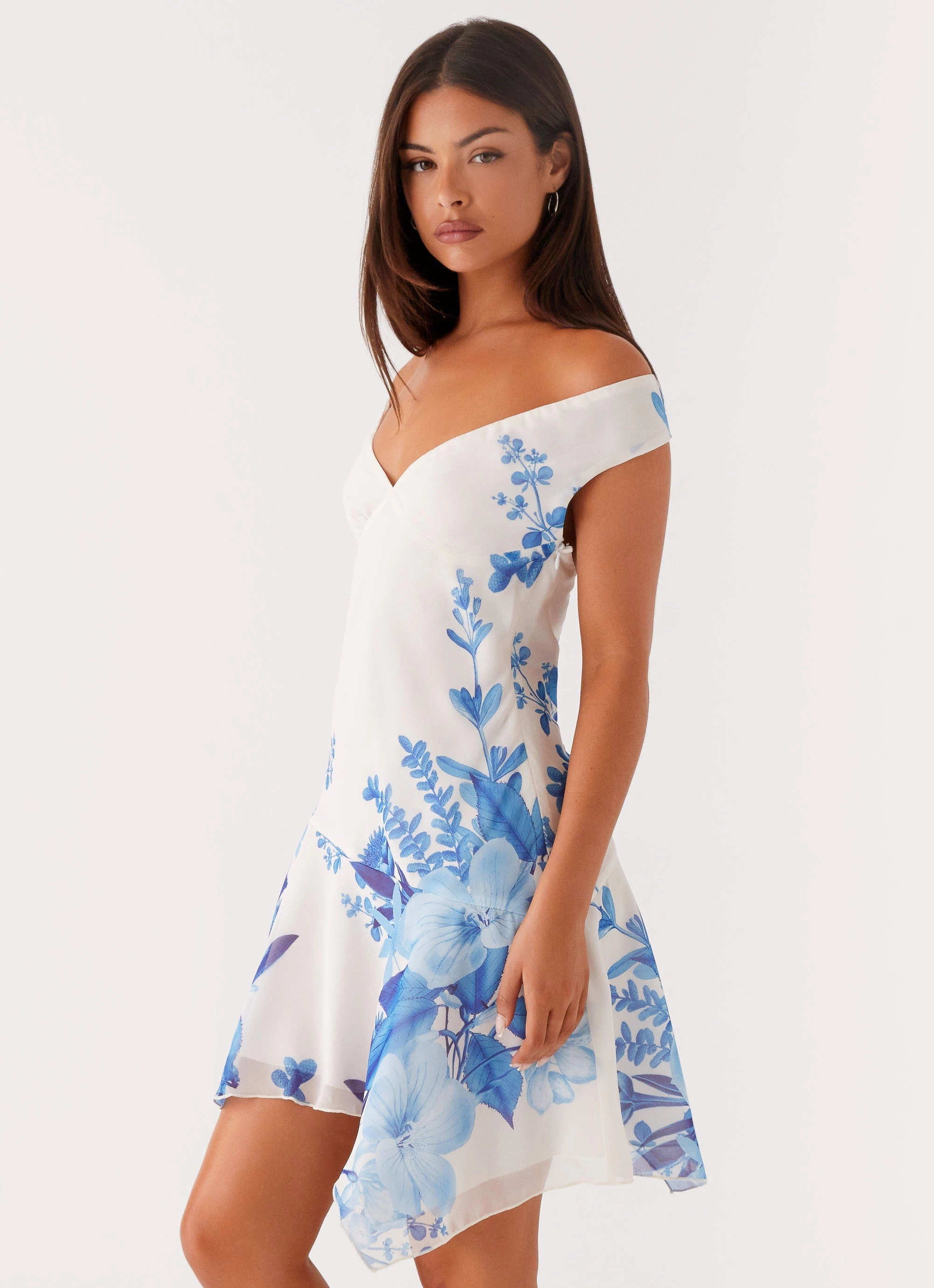 spring fresh Alma Mini Dress - Blue Floral Print