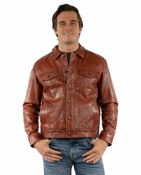 Adjustable Belt Scully Mens Smooth Jean Cognac Leather Leather Jacket