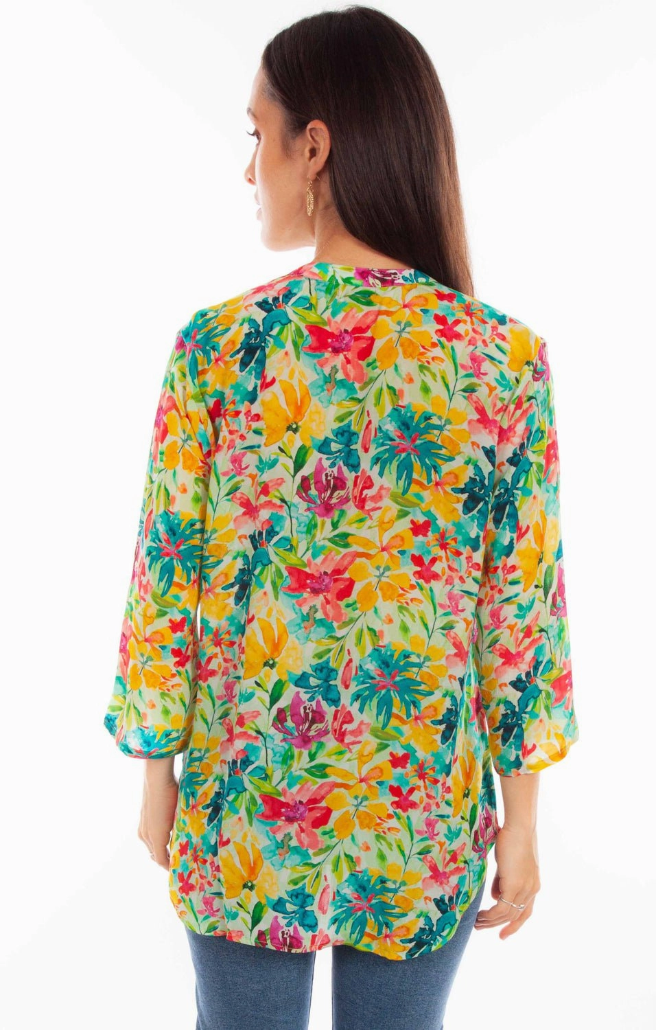 Dressy look Scully Womens Tropical Print Tropical Viscose 3/4 Sleeve S/S Blouse