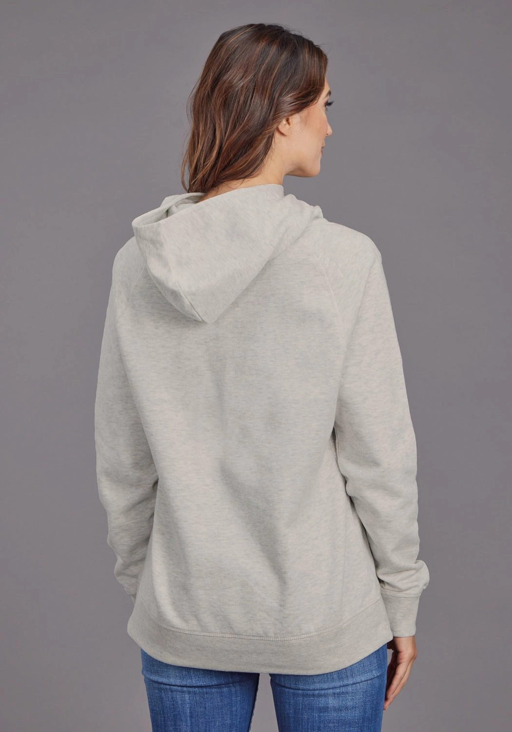 Stetson Womens Lady Bronc Rider Off White Cotton Blend Hoodie Embellished Trim Comfy Fit