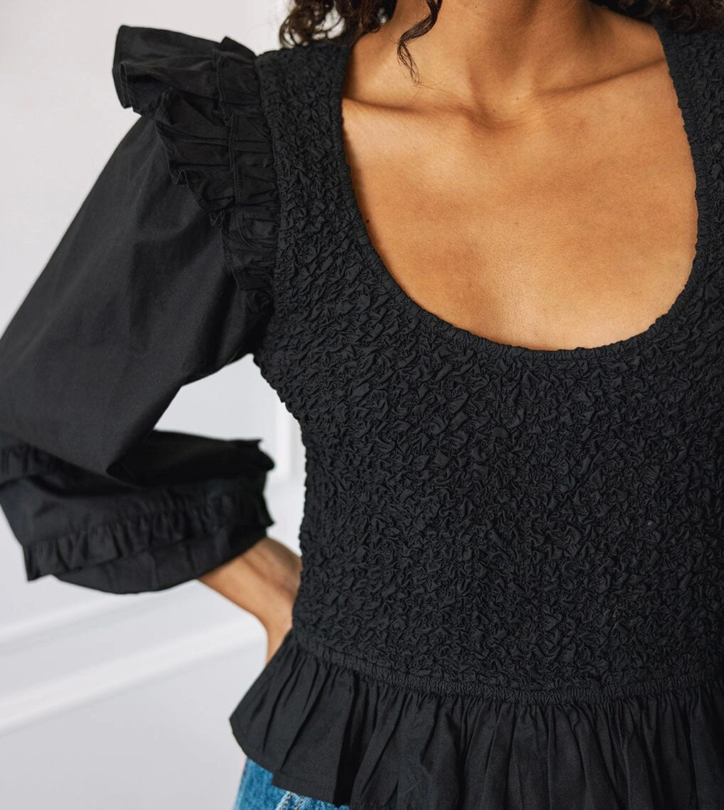 Veronika Blouse | Black Sustainable Cotton