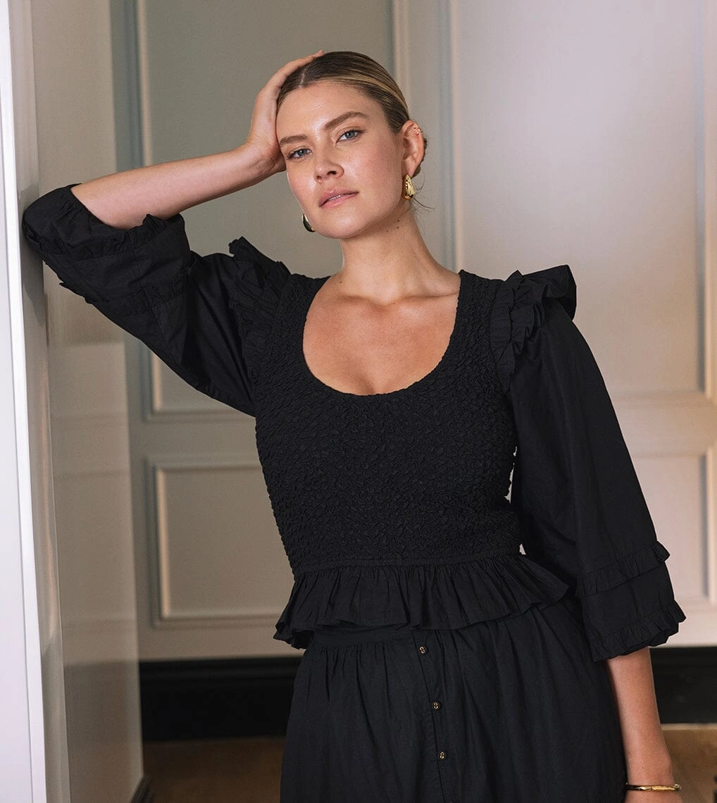 AirflowOptimized Design SeamlessKnitConstruction Veronika Blouse | Black