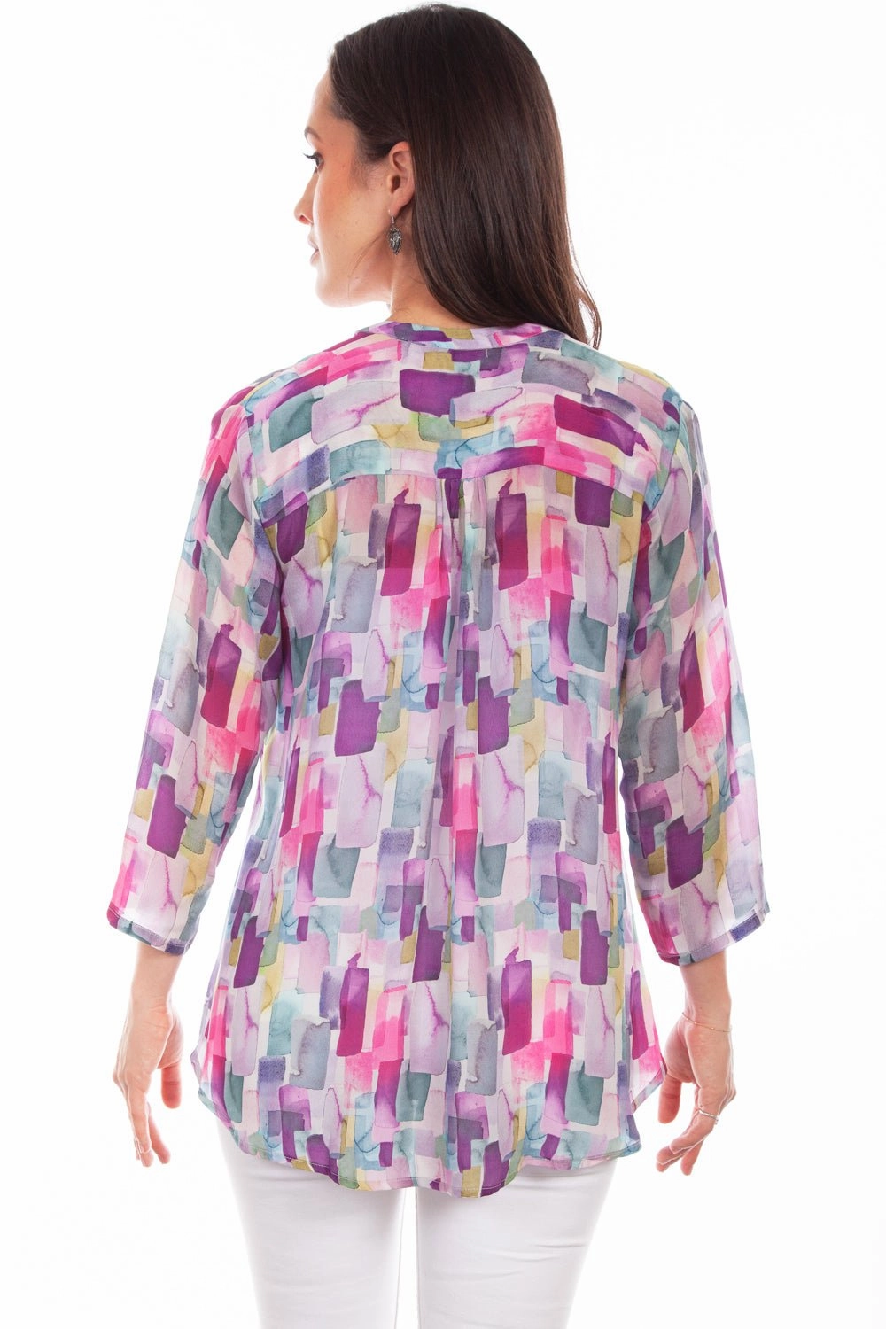 Easy Styling Odor Resistant Scully Womens Lavender Rayon Rectangular S/S Blouse