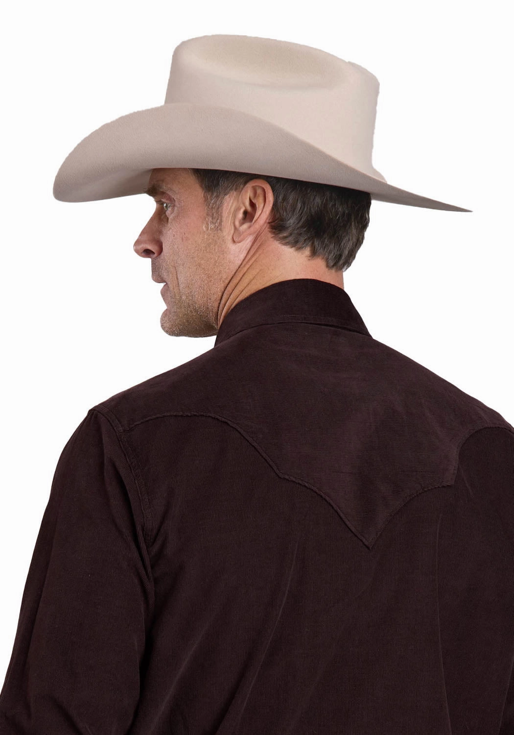 Odor Control Technology Waffle Weave Stetson Mens Corduroy Western Brown 100% Cotton L/S Shirt