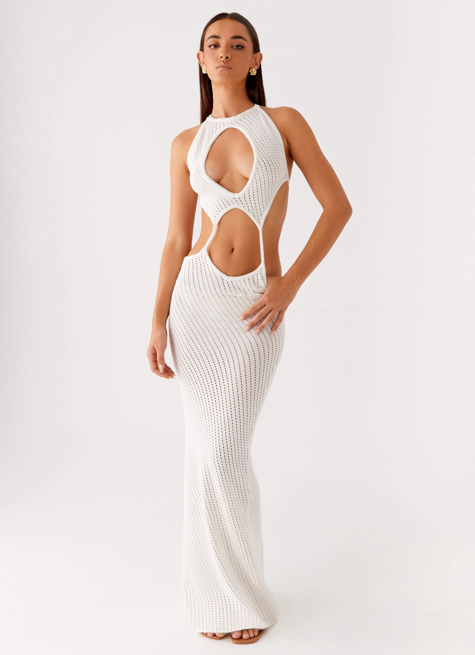 Caicos Crochet Maxi Dress - White Classic Wardrobe Piece Sophisticated Charm