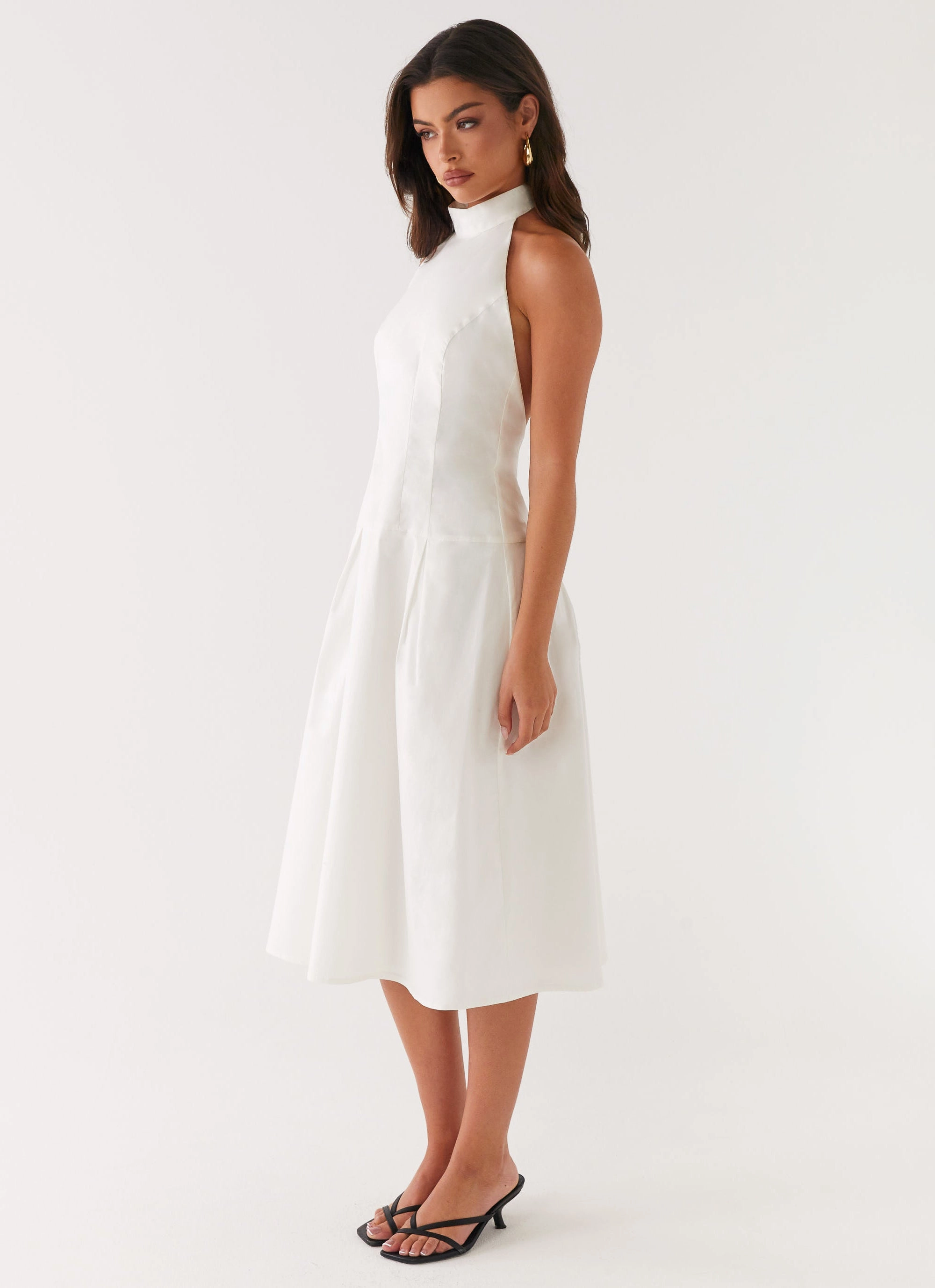 Lazy Pick Calla Halter Midi Dress - White