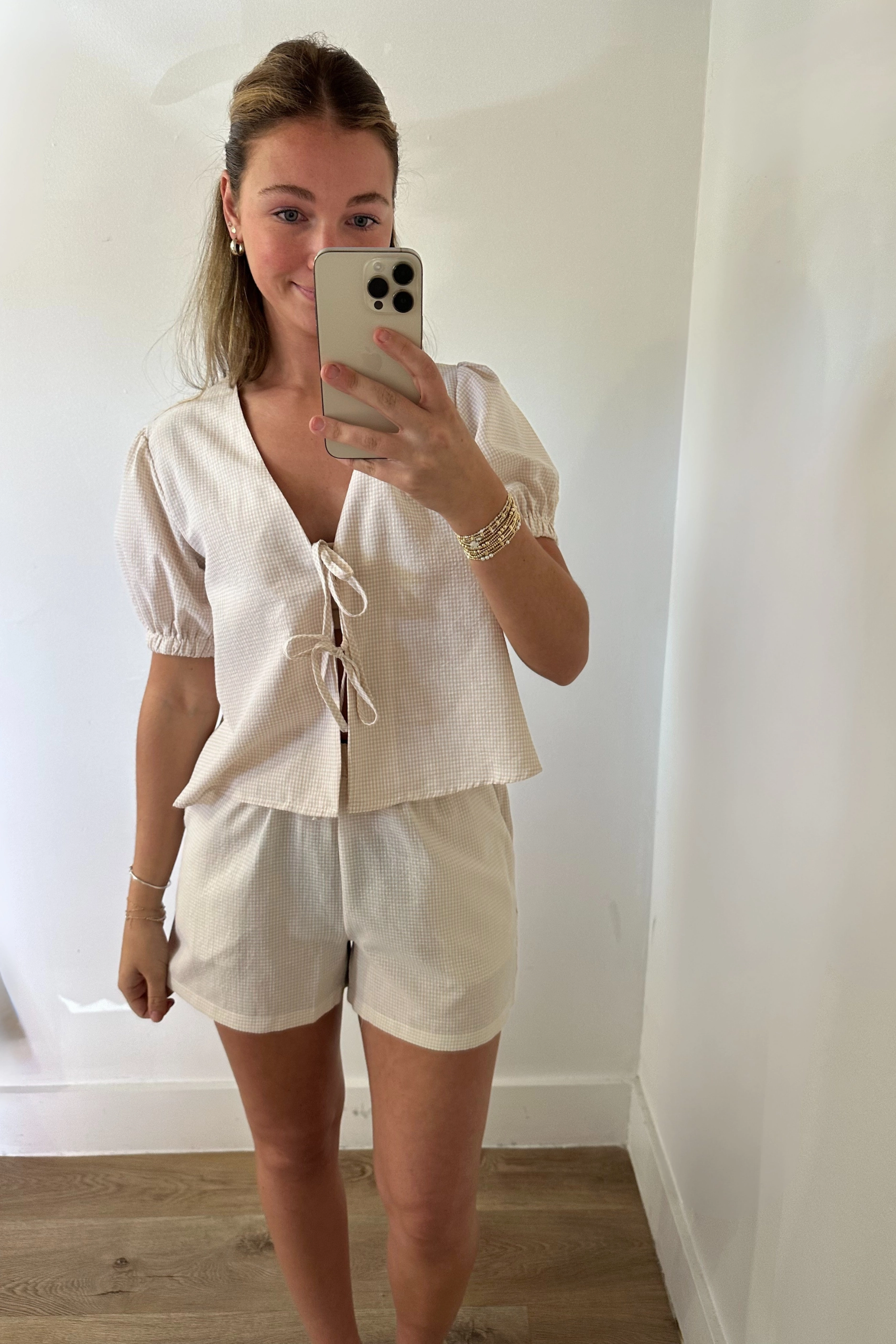 Came for Love Seersucker Shorts Tapered Look Wear Resistant Fabric