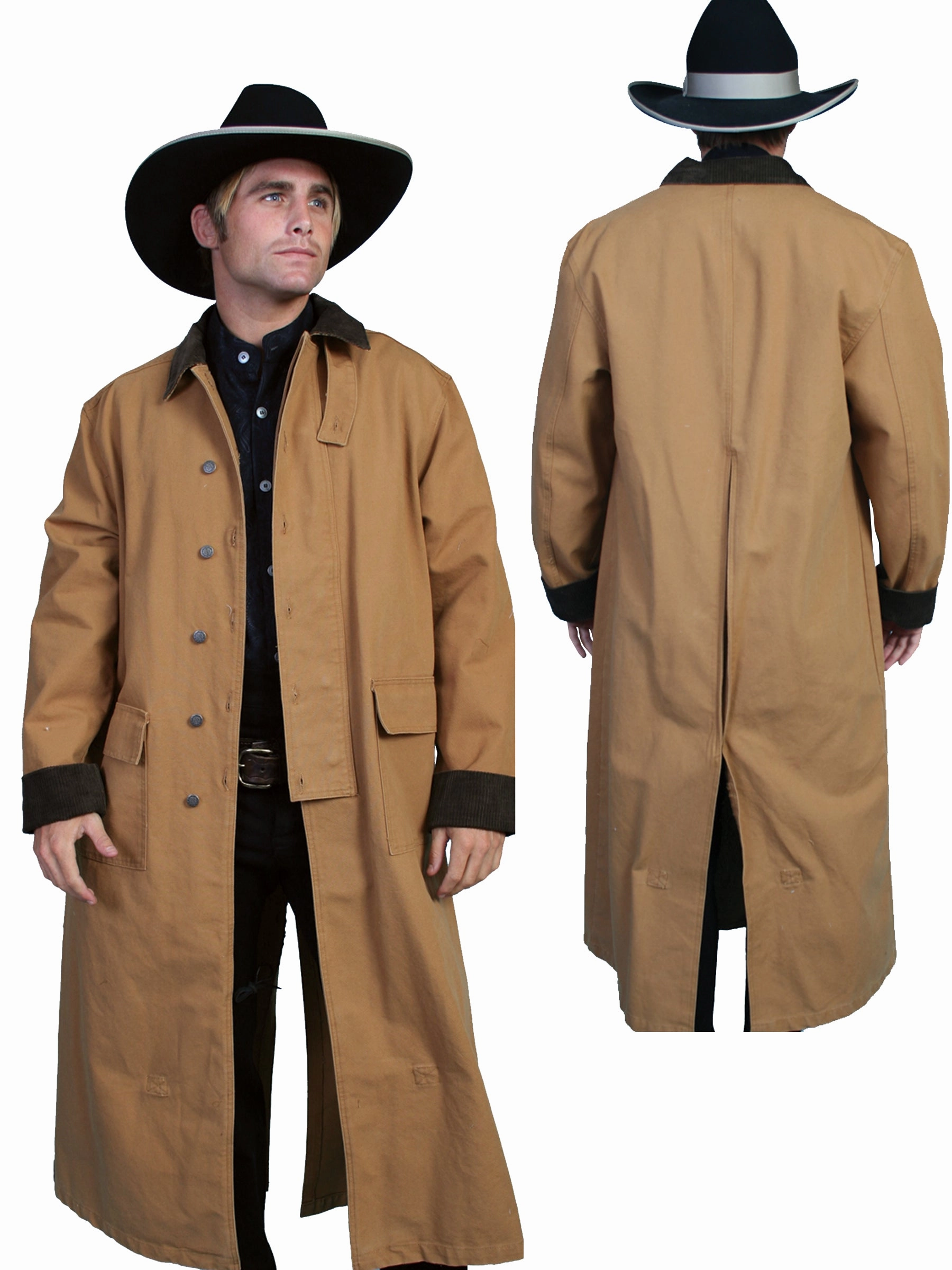 Scully RangeWear Mens Brown 100% Cotton Long Overcoat Duster Coat Multi Layer Option Holiday Trip