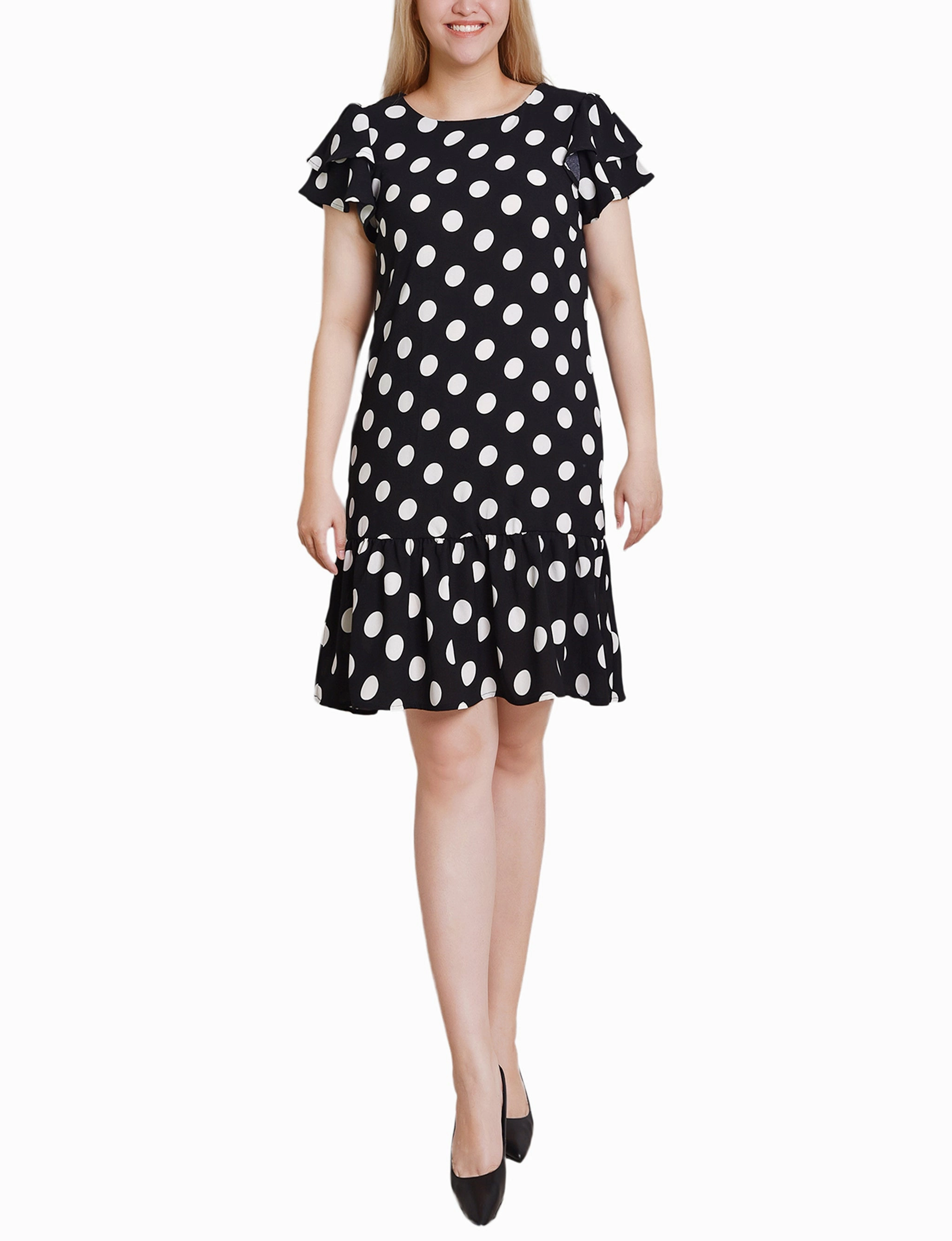 Double Layer Flutter Sleeve Dress All Fit