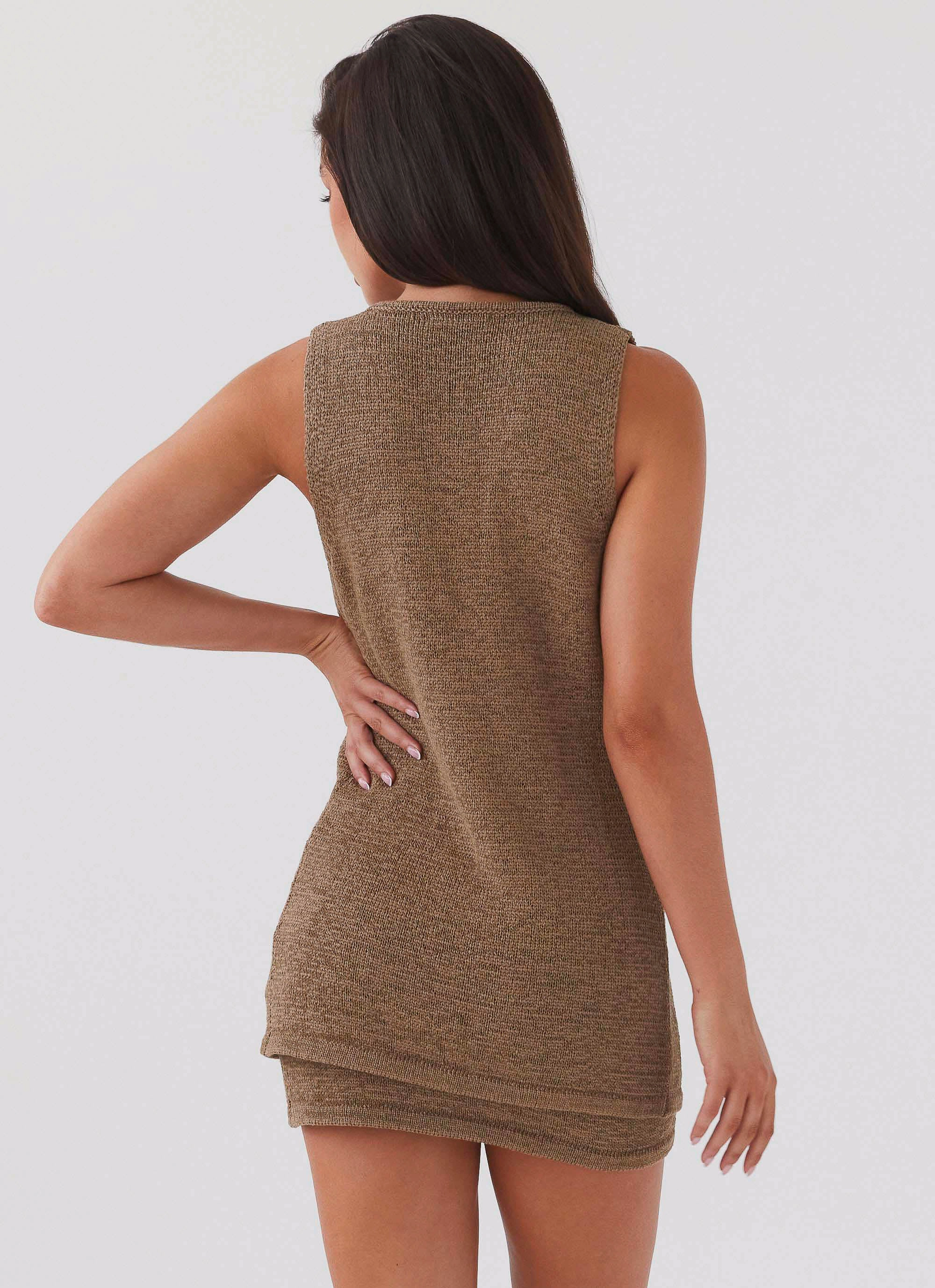 Capri Glow Knit Skirt - Khaki All-Season Comfort