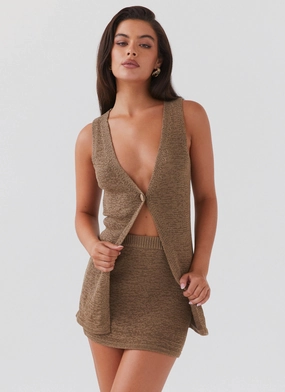 Capri Glow Knit Skirt - Khaki light texture Cotton Rich