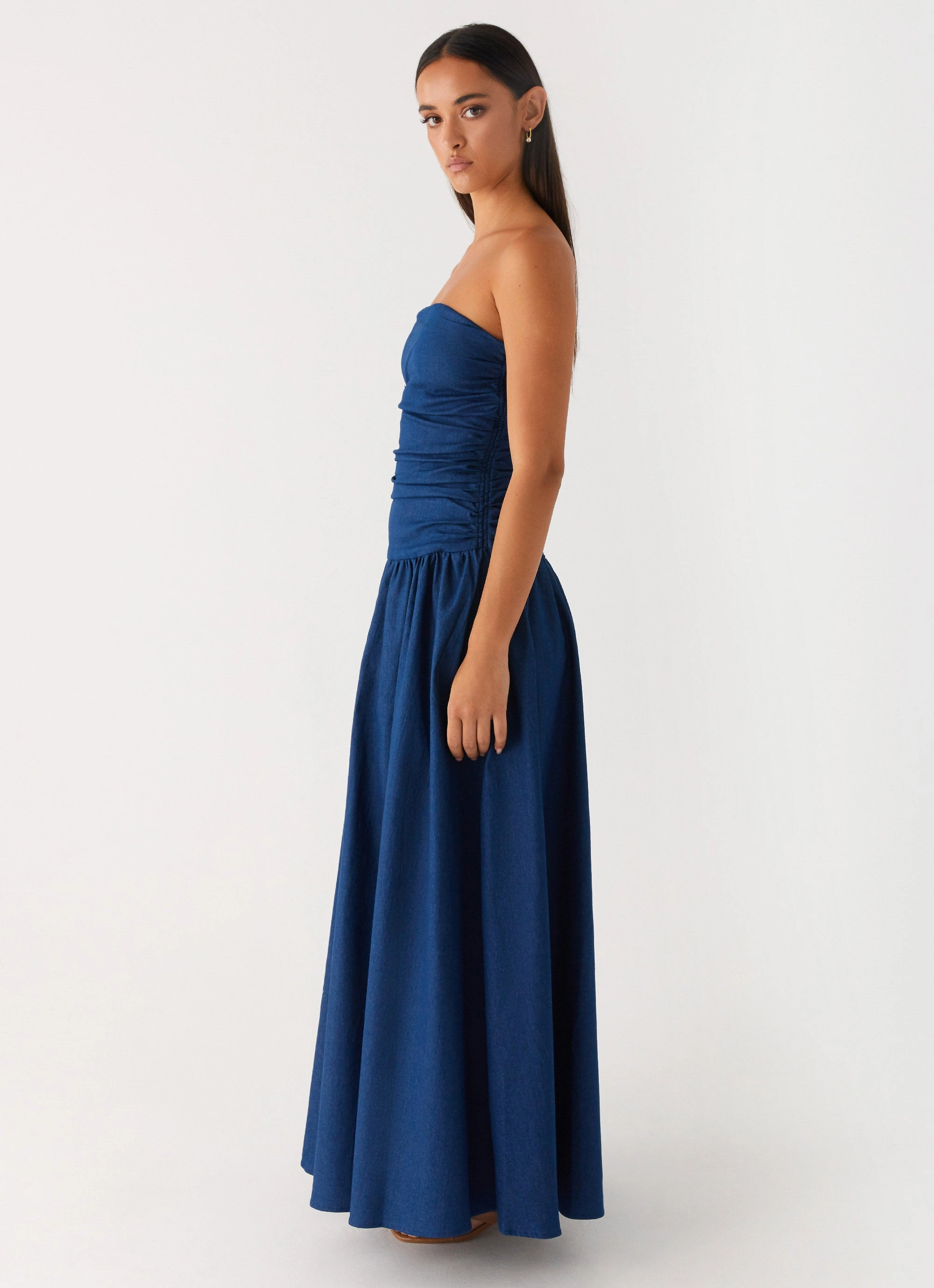 Carmel Denim Maxi Dress - Indigo Smile Soft