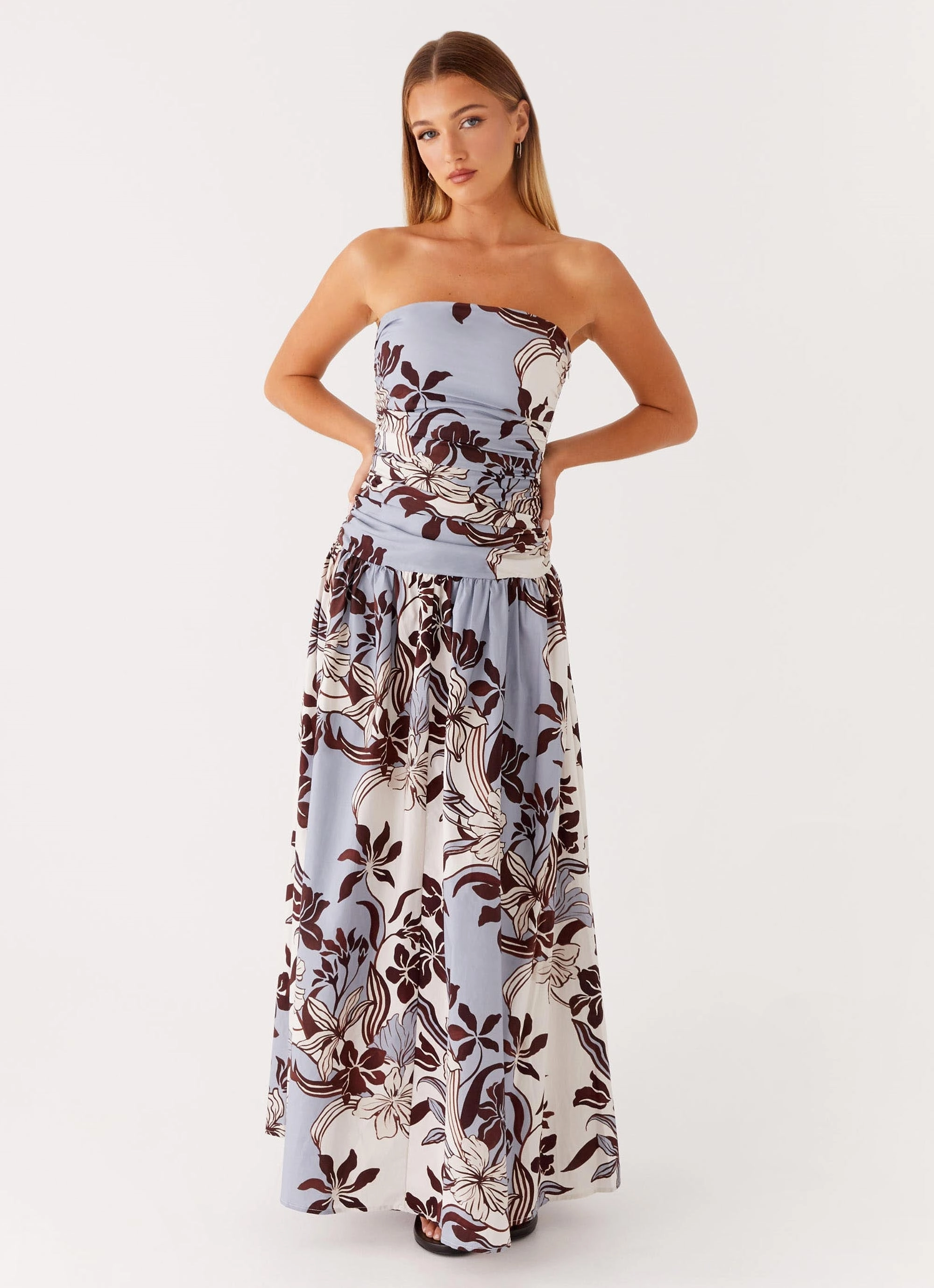 Mid layer Carmel Maxi Dress - Bluewood Blossom