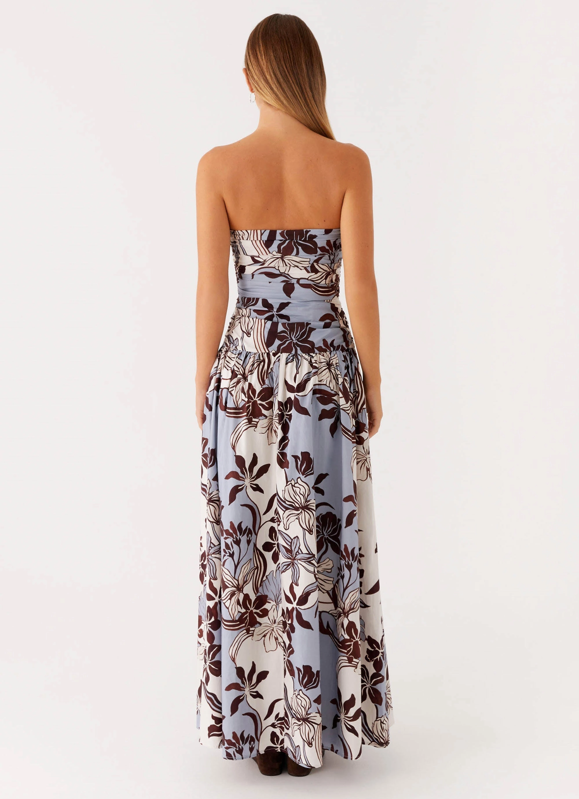 Carmel Maxi Dress - Bluewood Blossom Lace Accent Profile Enhancer