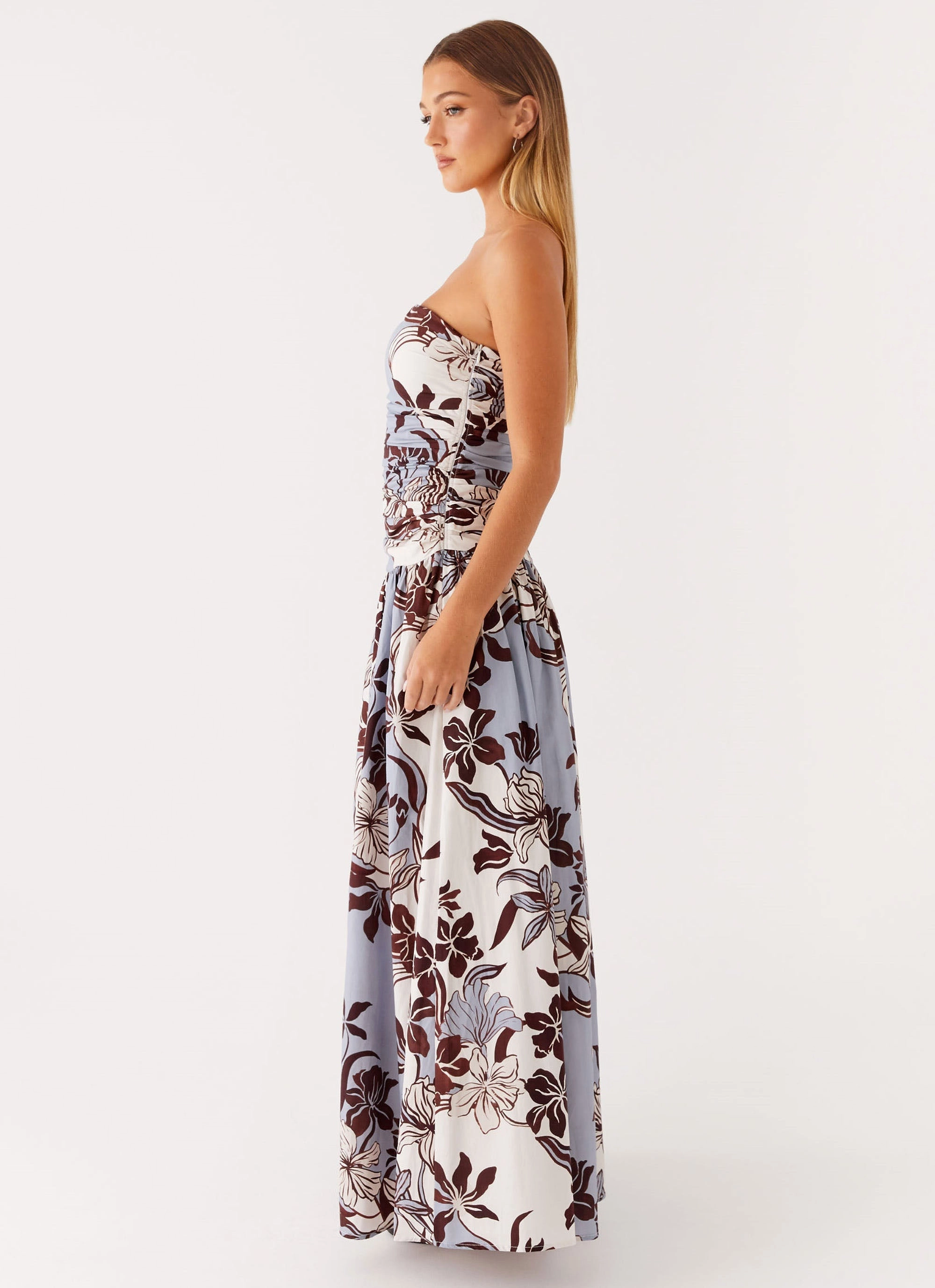 Casual Mode Easy Movement Carmel Maxi Dress - Bluewood Blossom