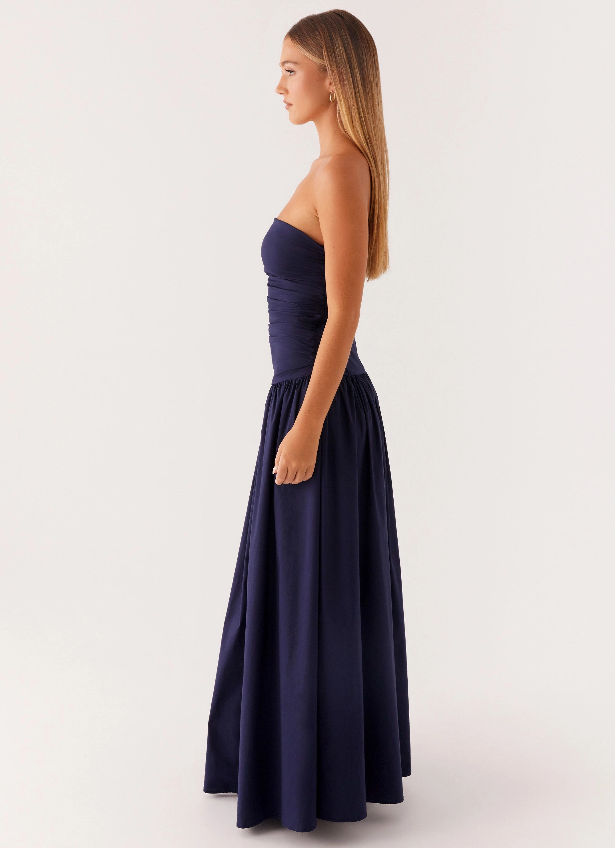 Carmel Maxi Dress - Navy Snap Button Winter Ready Fashion