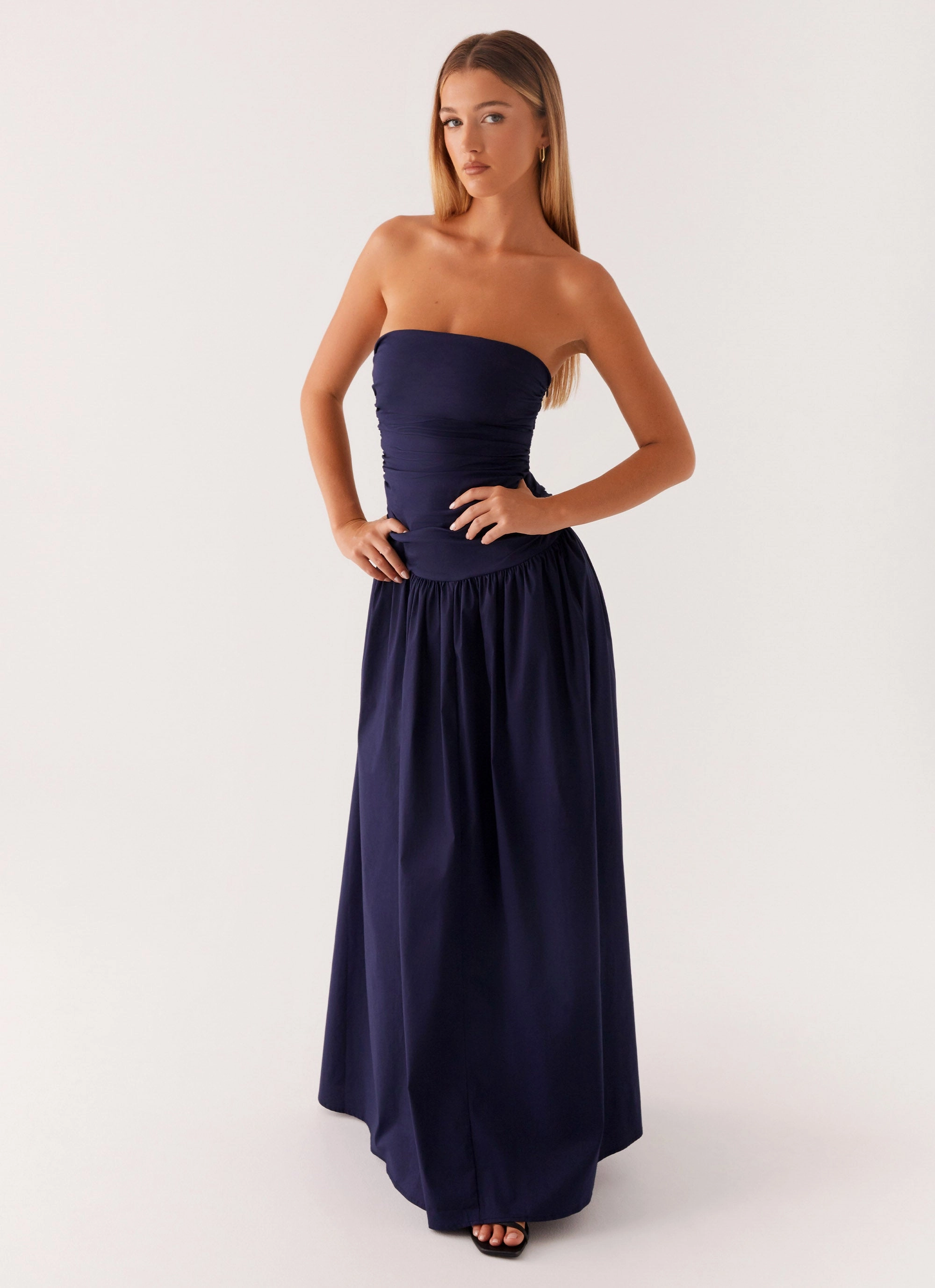 Carmel Maxi Dress - Navy Thick Jacket