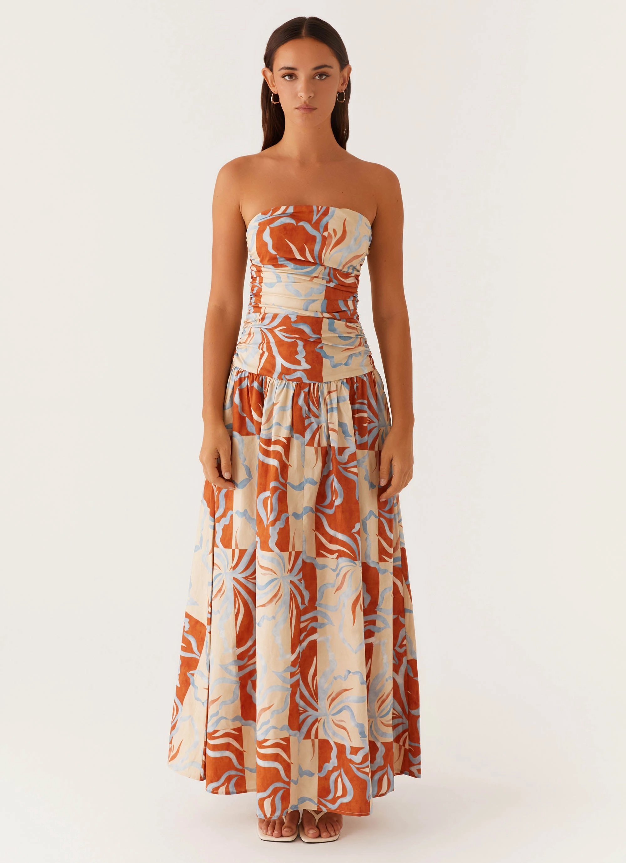 Everyday Comfort Carmel Maxi Dress - Orange Blue Floral