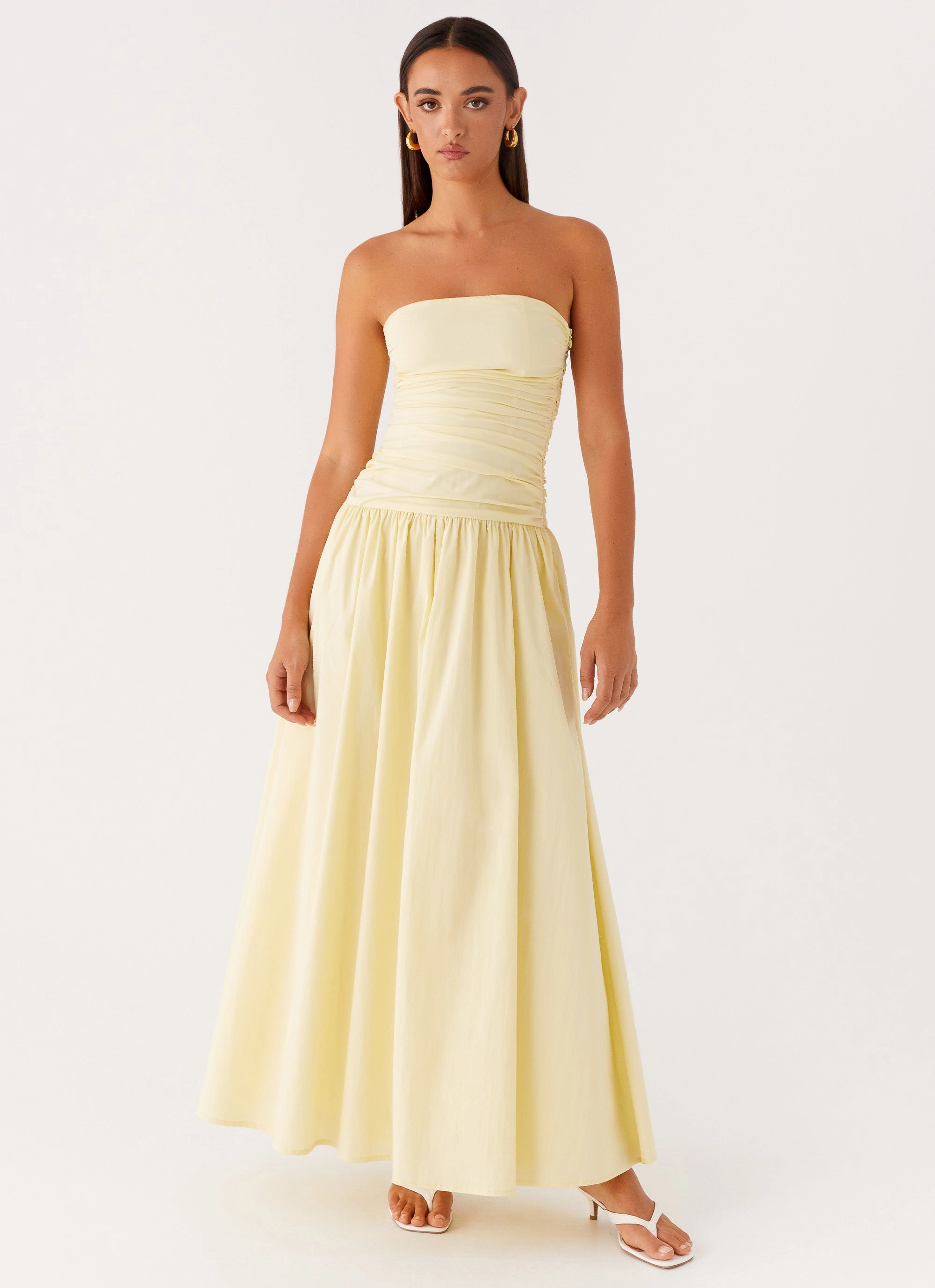 Embellished Trim Carmel Maxi Dress - Yellow