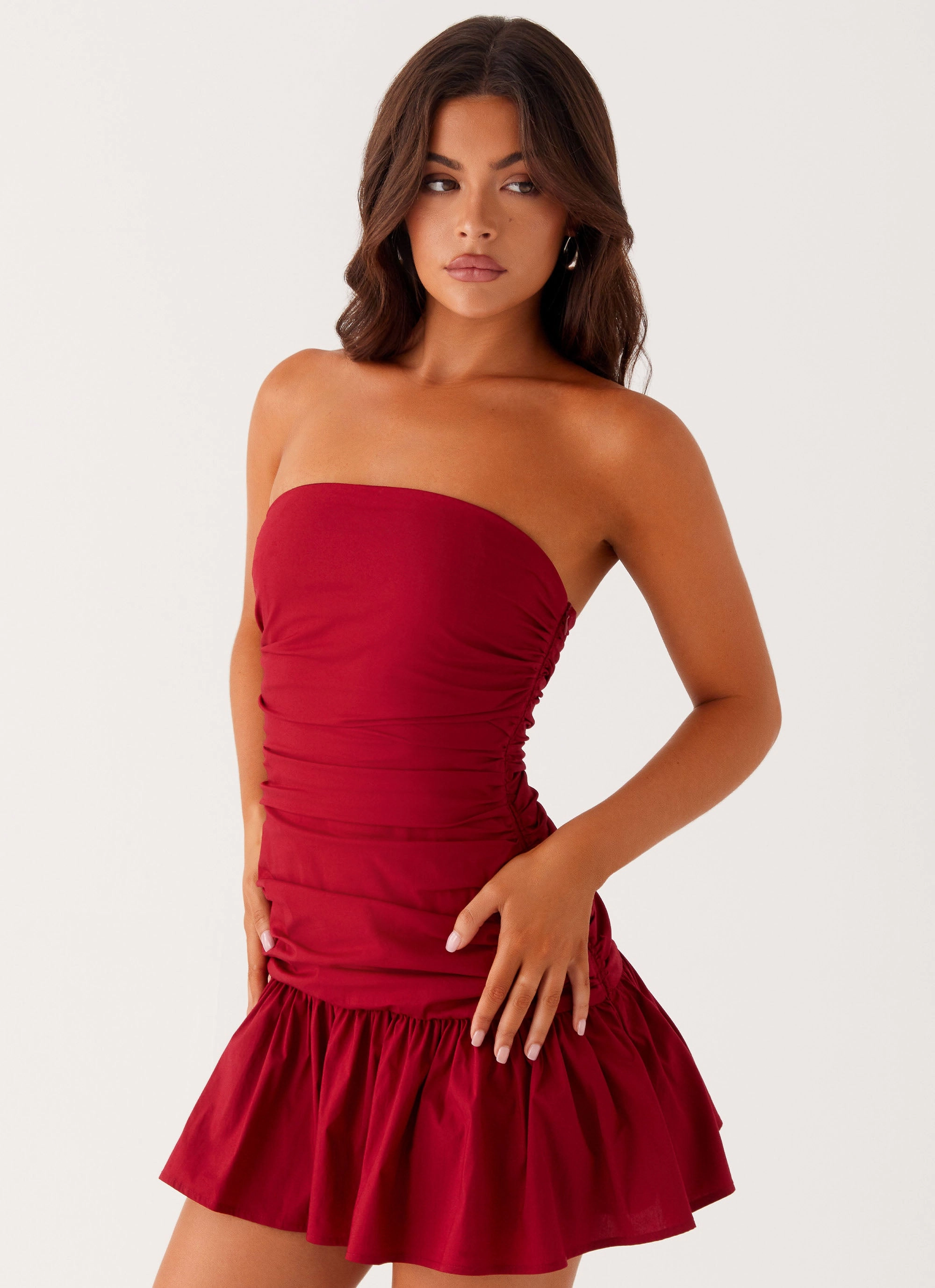 Carmel Mini Dress - Merlot Fall Flow