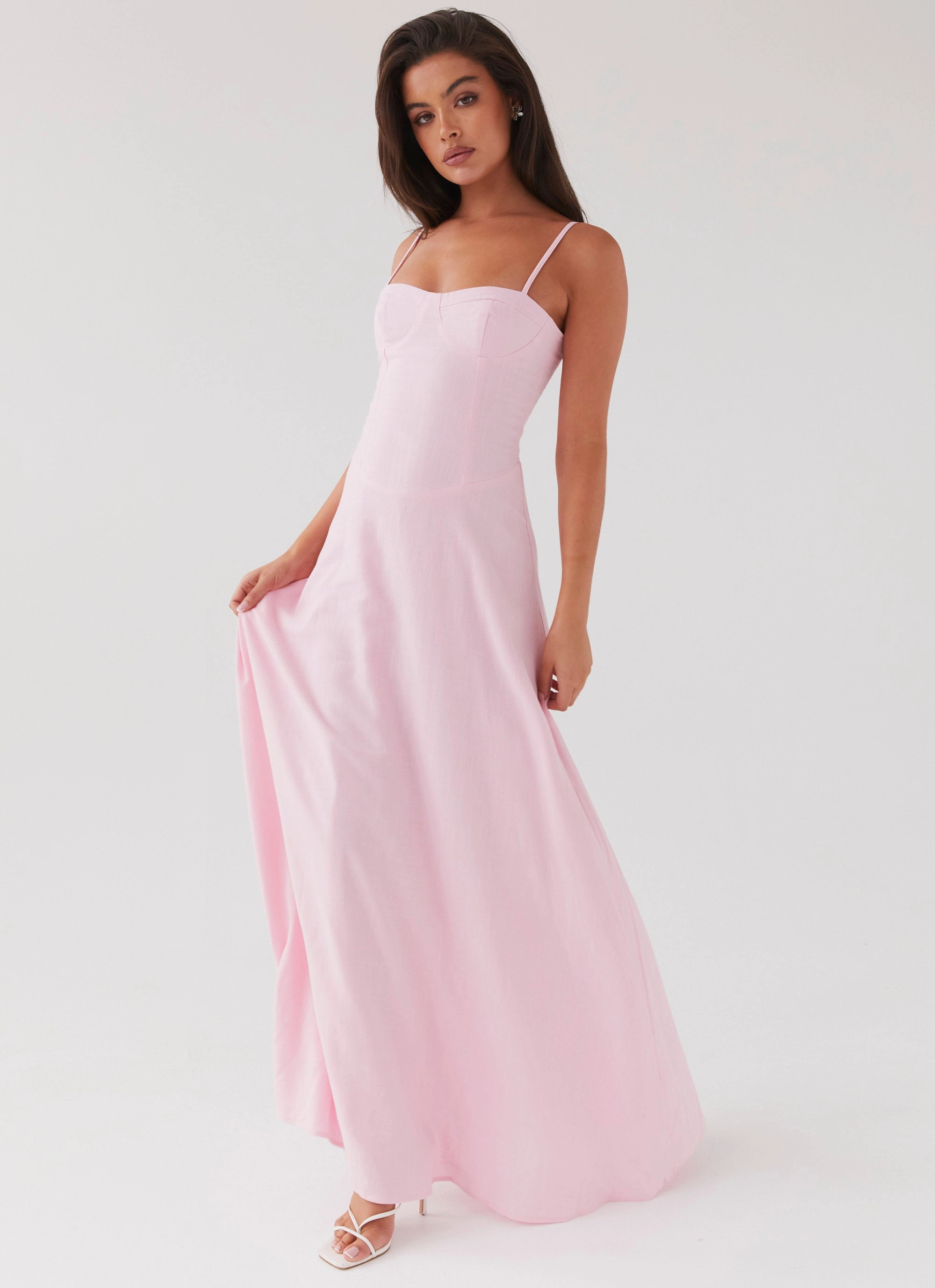Angelina Linen Maxi Dress - Pink Petal Chic outerwear