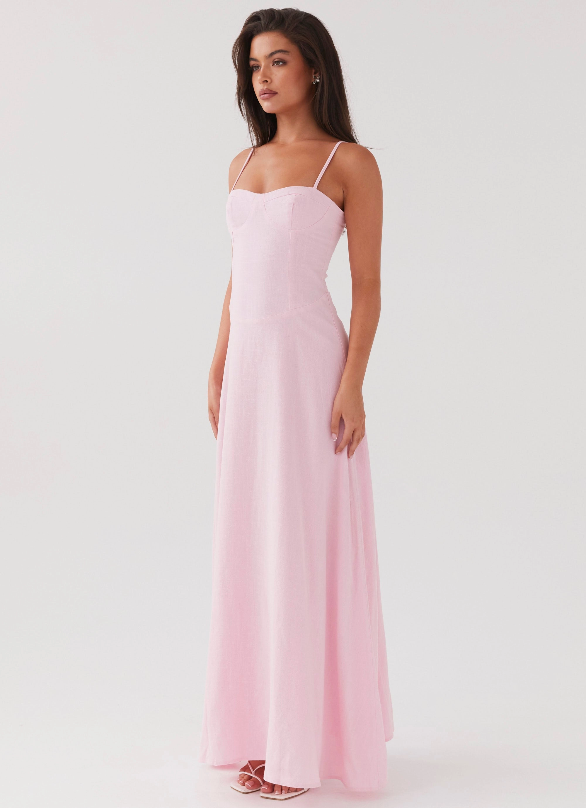 Cozy Outerwear Angelina Linen Maxi Dress - Pink Petal