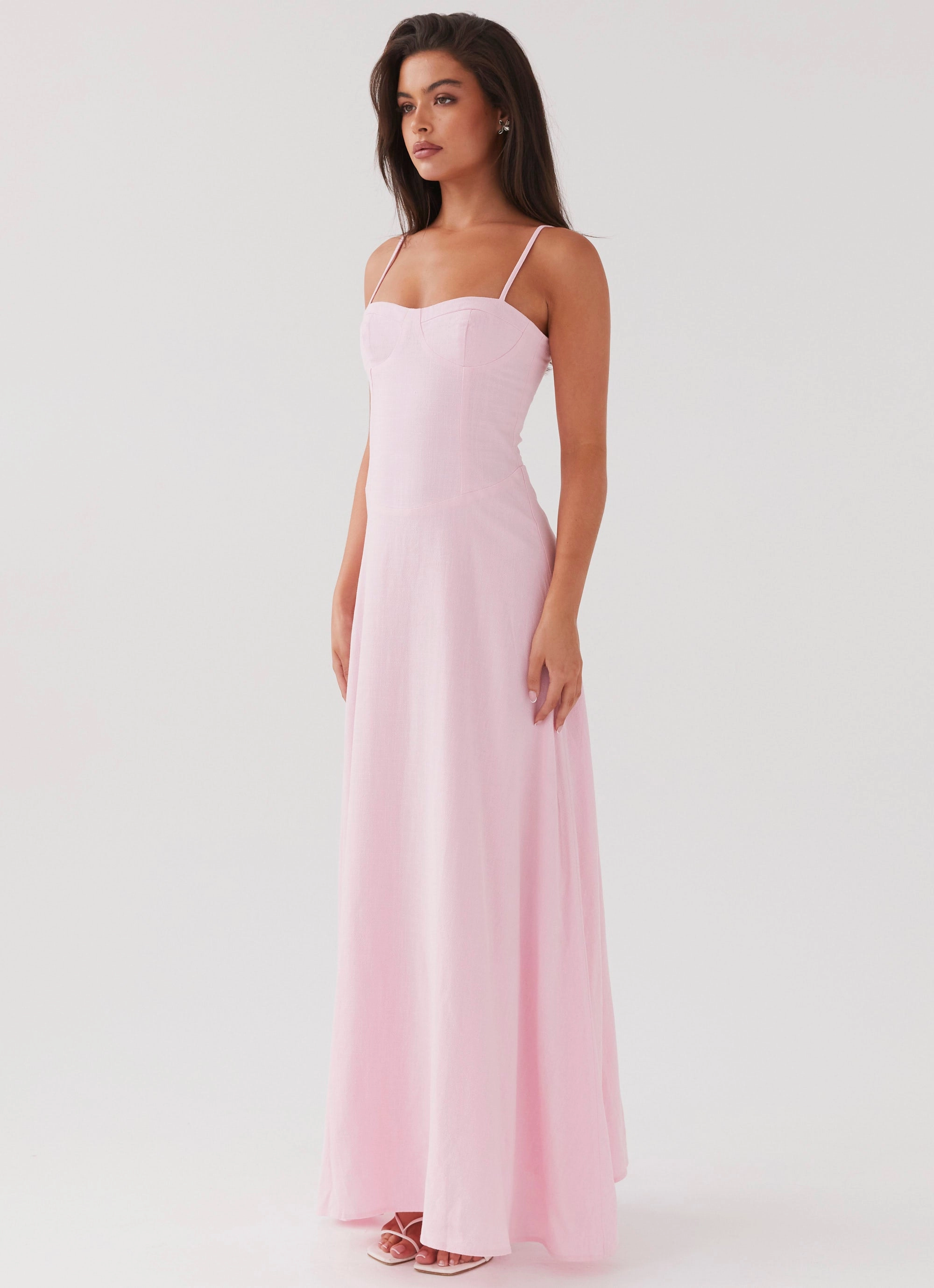 Cold Protection Angelina Linen Maxi Dress - Pink Petal