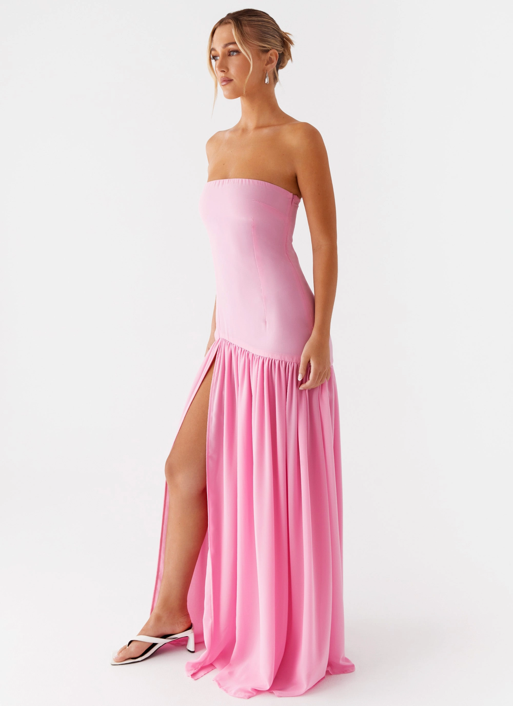 Eden Strapless Maxi Dress - Pink Puffer Design