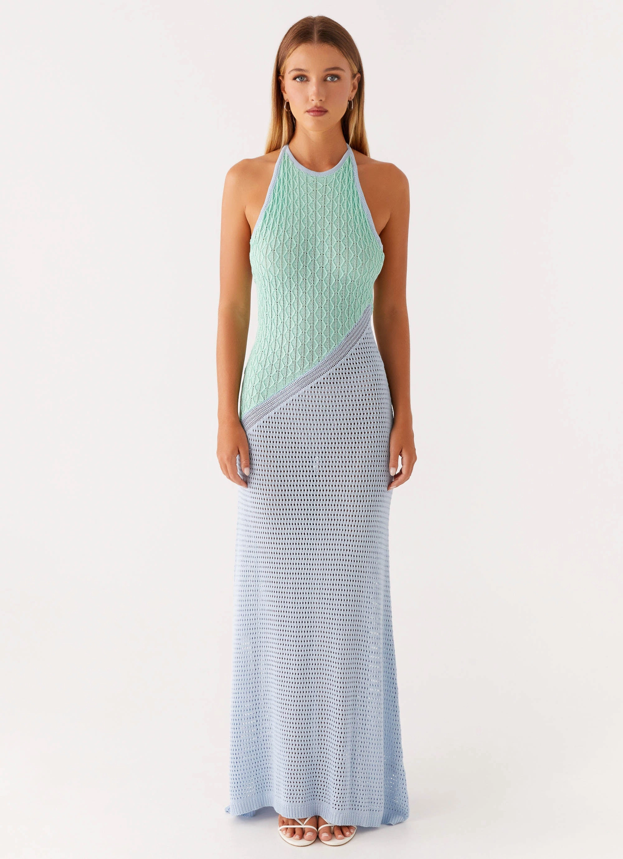 Modest Cut Caspa Crochet Maxi Dress - Multi