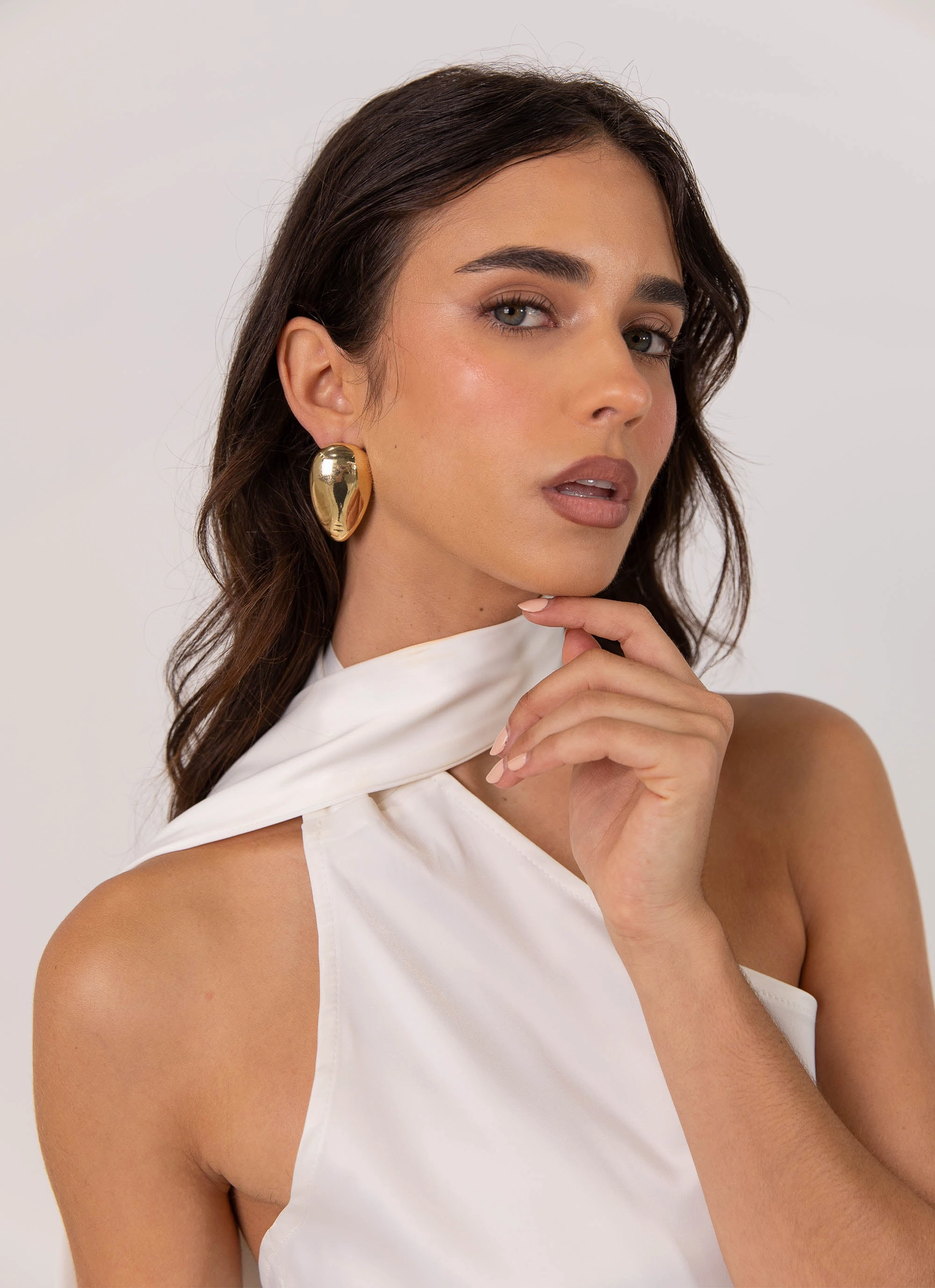 Cassandra Scarf Mini Dress - Pearl Stylish Wool Coat